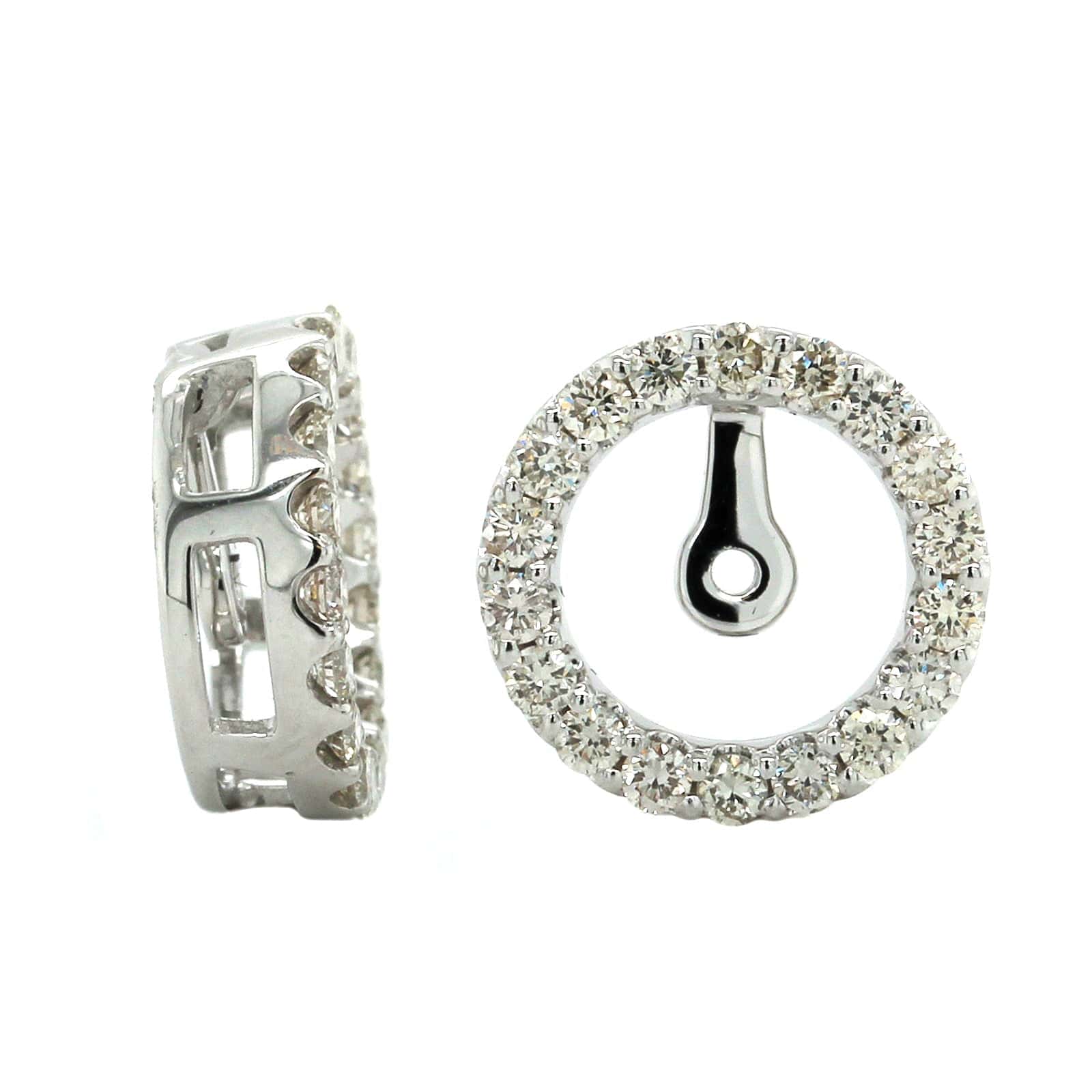 14K White Gold Round Diamond Halo Earring Jackets