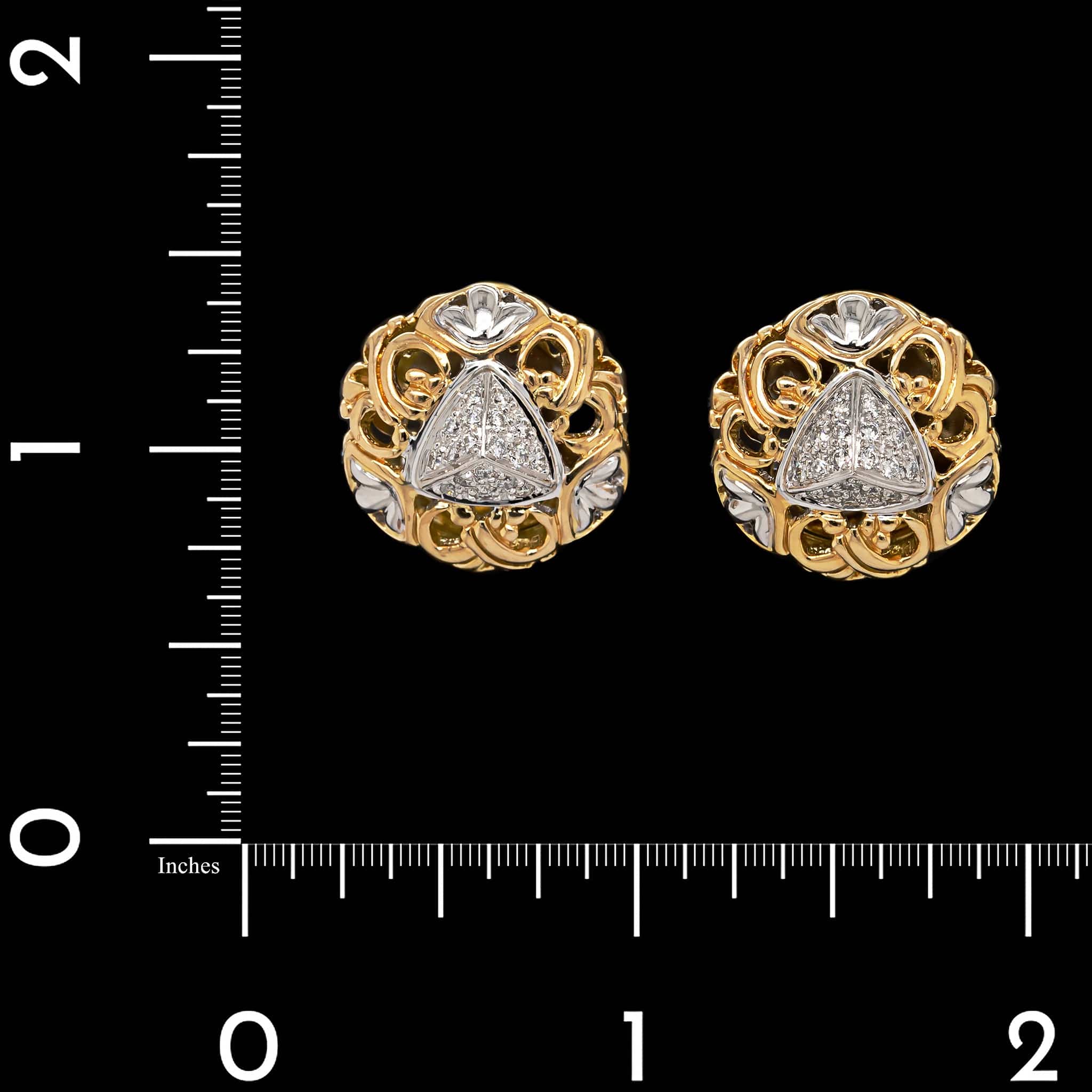 John Hardy 18K Two-tone Gold Estate Diamond Earrings - Image 2