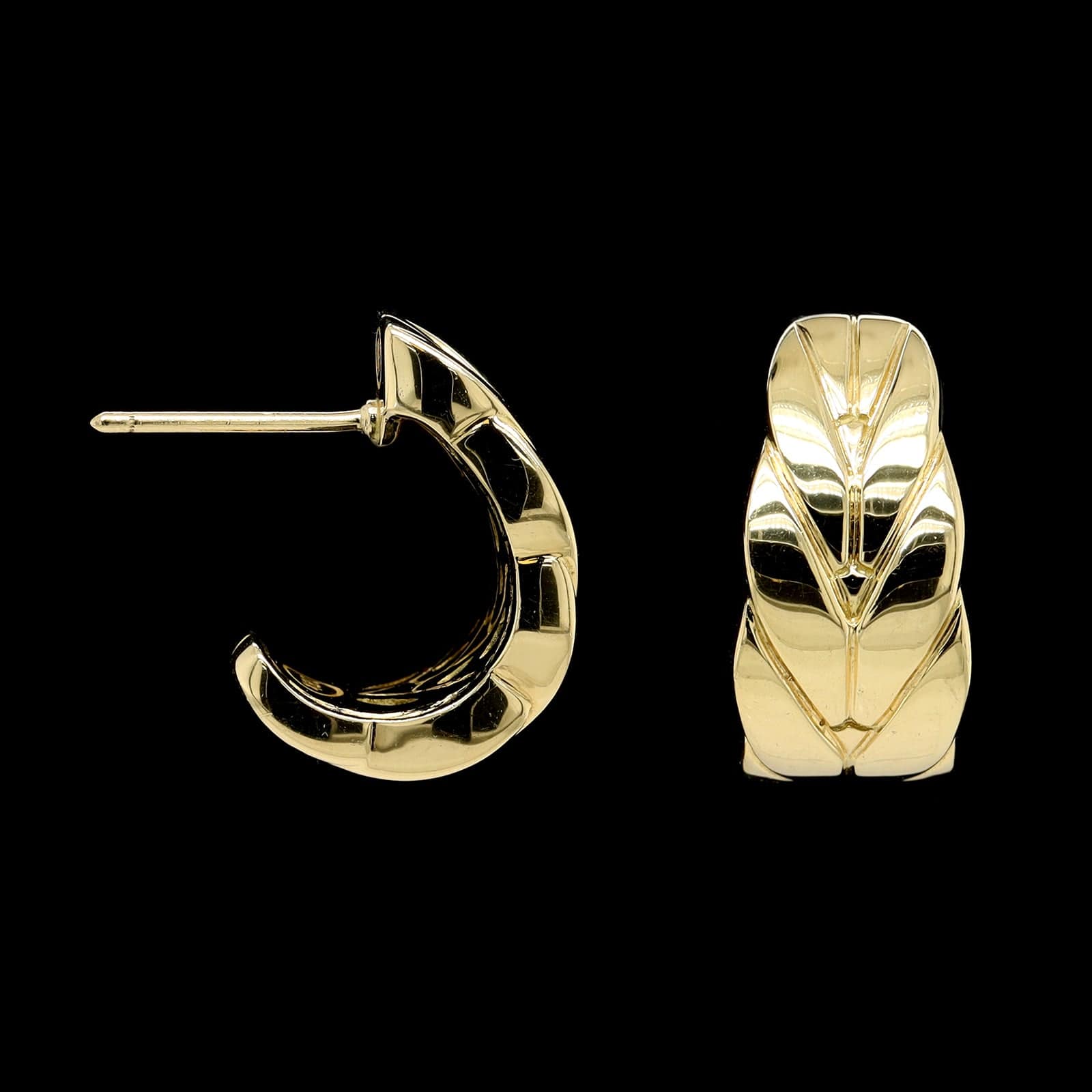 John Hardy 18K Yellow Gold Estate Chain J Hoop Earrings