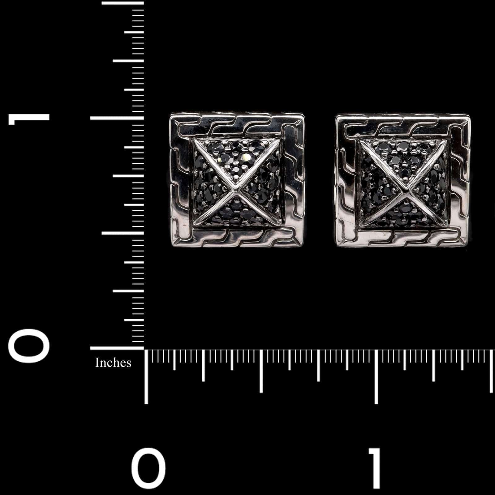 John Hardy Sterling Silver Estate Classic Chain Black Sapphire Cufflinks - Image 3