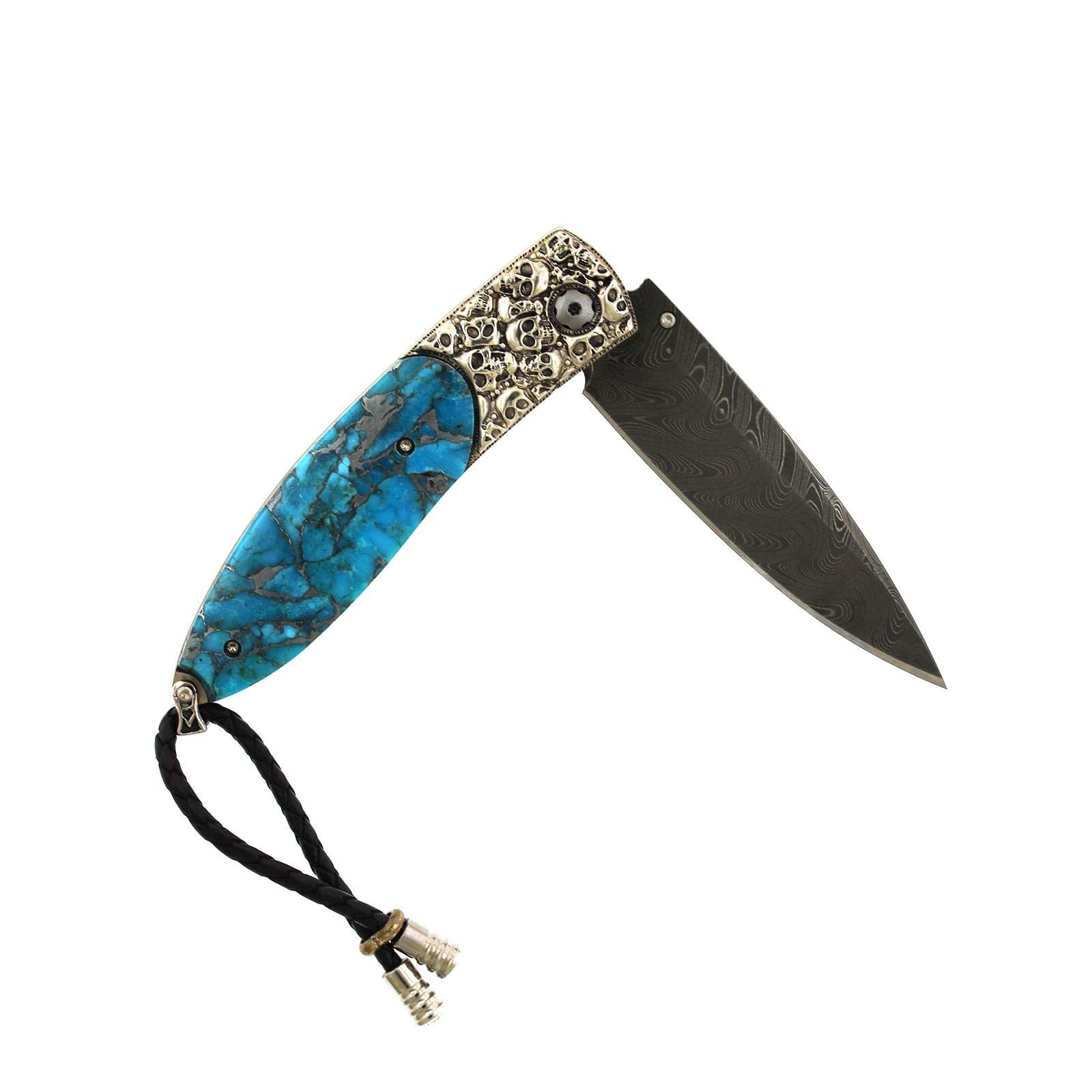Damascus Steel Turquoise and White Topaz Knife - Image 2