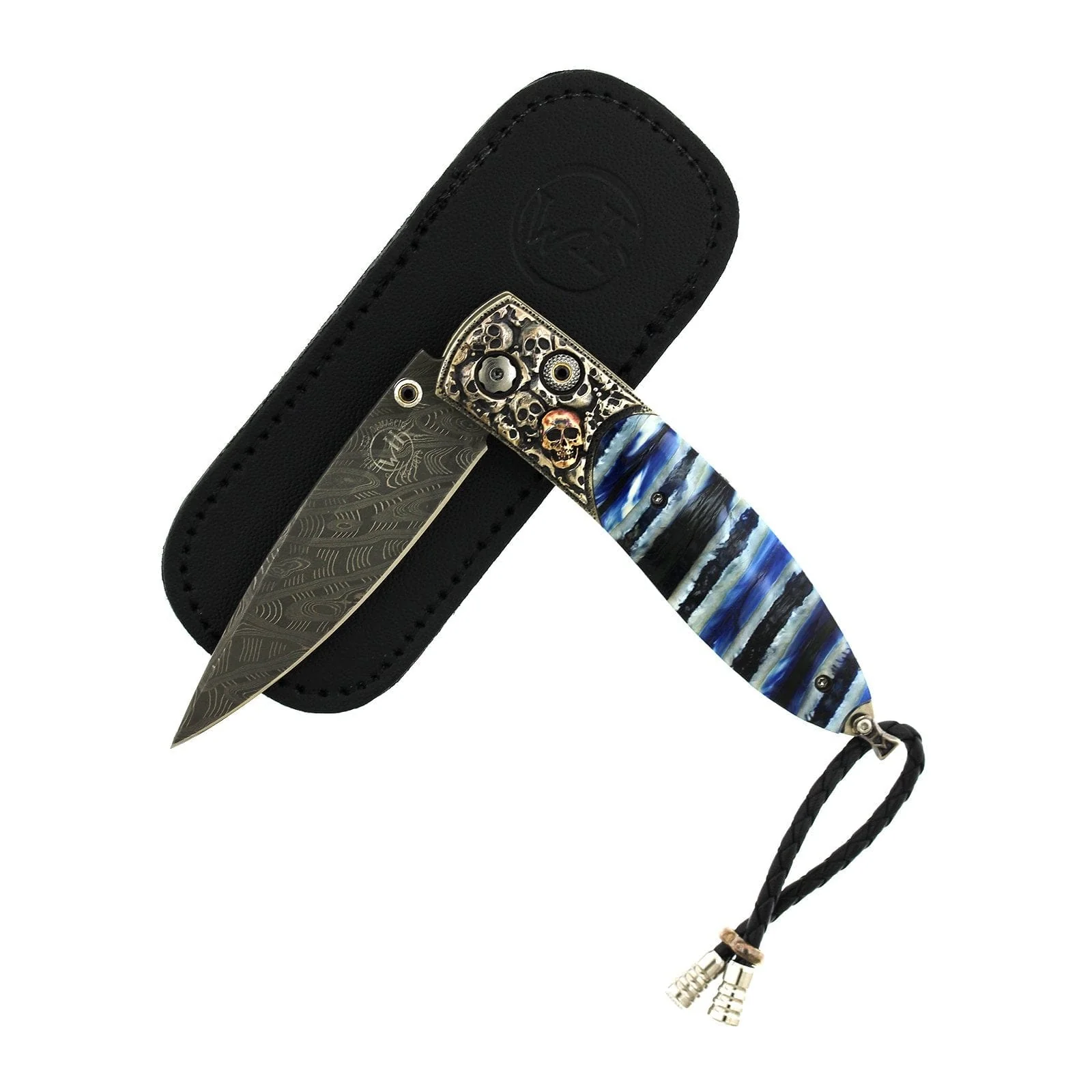 Damascus Steel Silver and Gold Spinel Knife