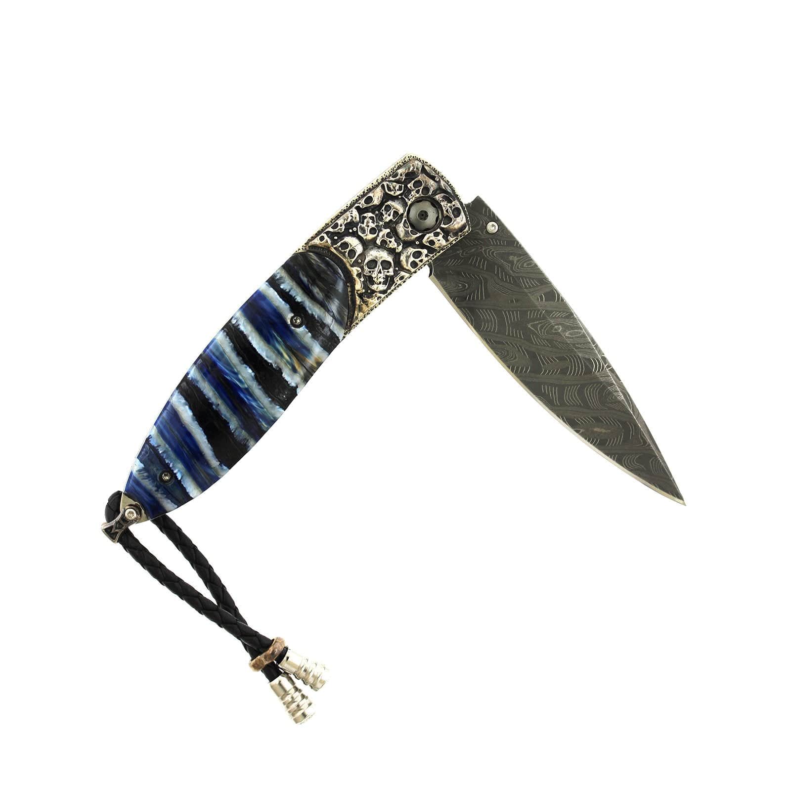 Damascus Steel Silver and Gold Spinel Knife - Image 2