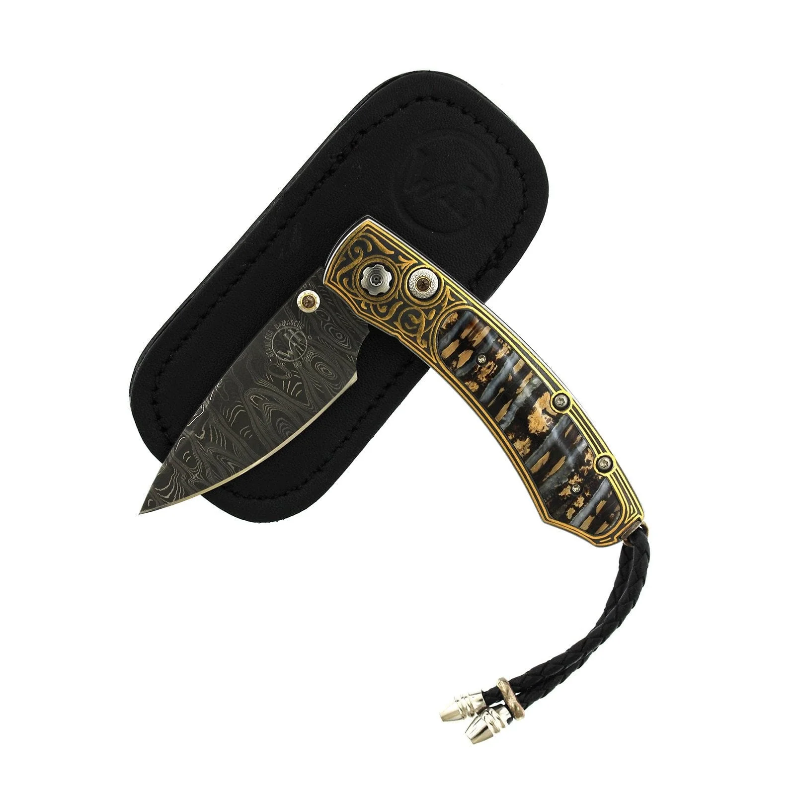 Damascus Steel 24K Gold Frame and Citrine Knife