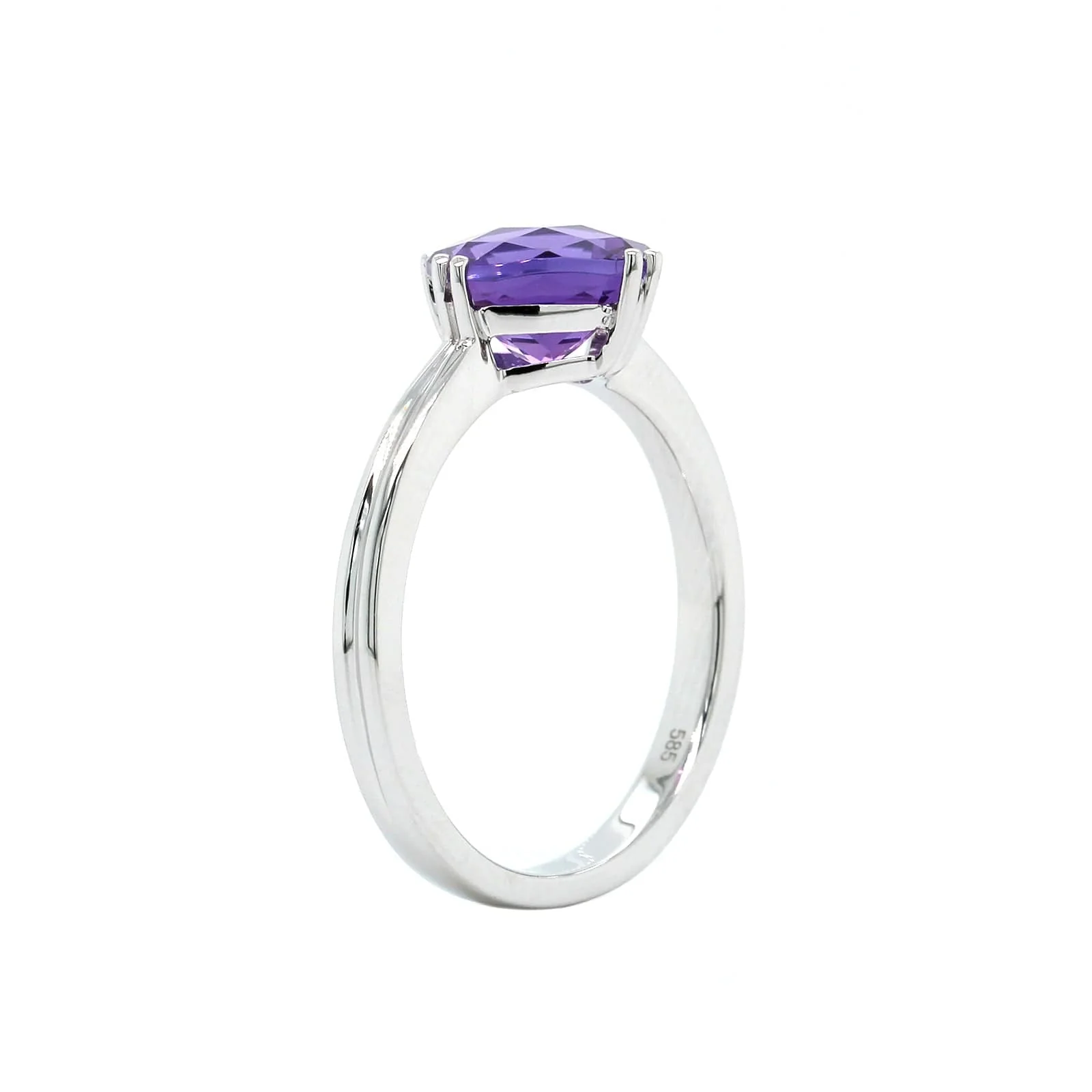 14K White Gold Cushion Amethyst Ring - Image 2