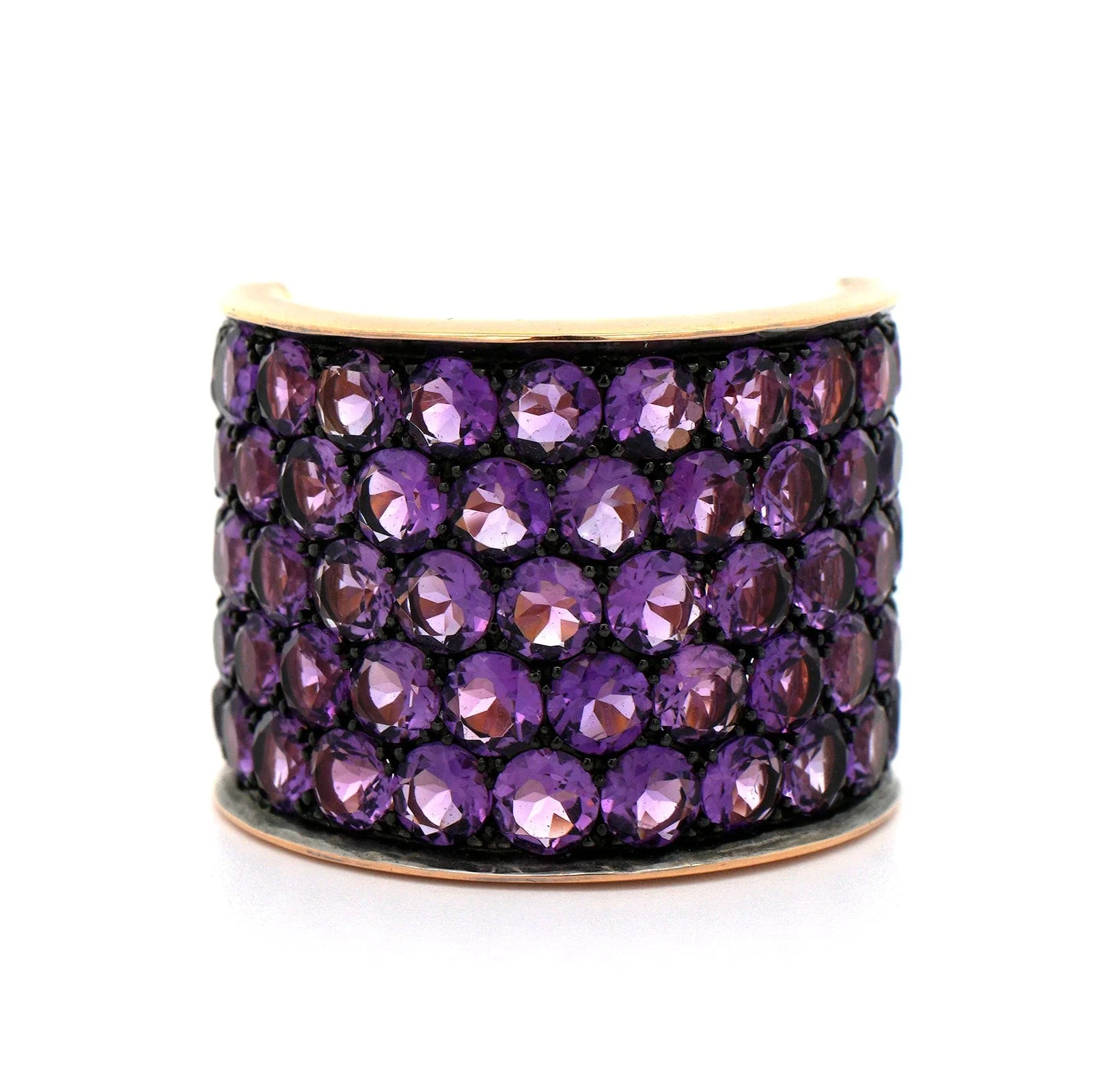 Etho Maria 18K Rose Gold Amethyst and Black Rhodium 5 Row Ring
