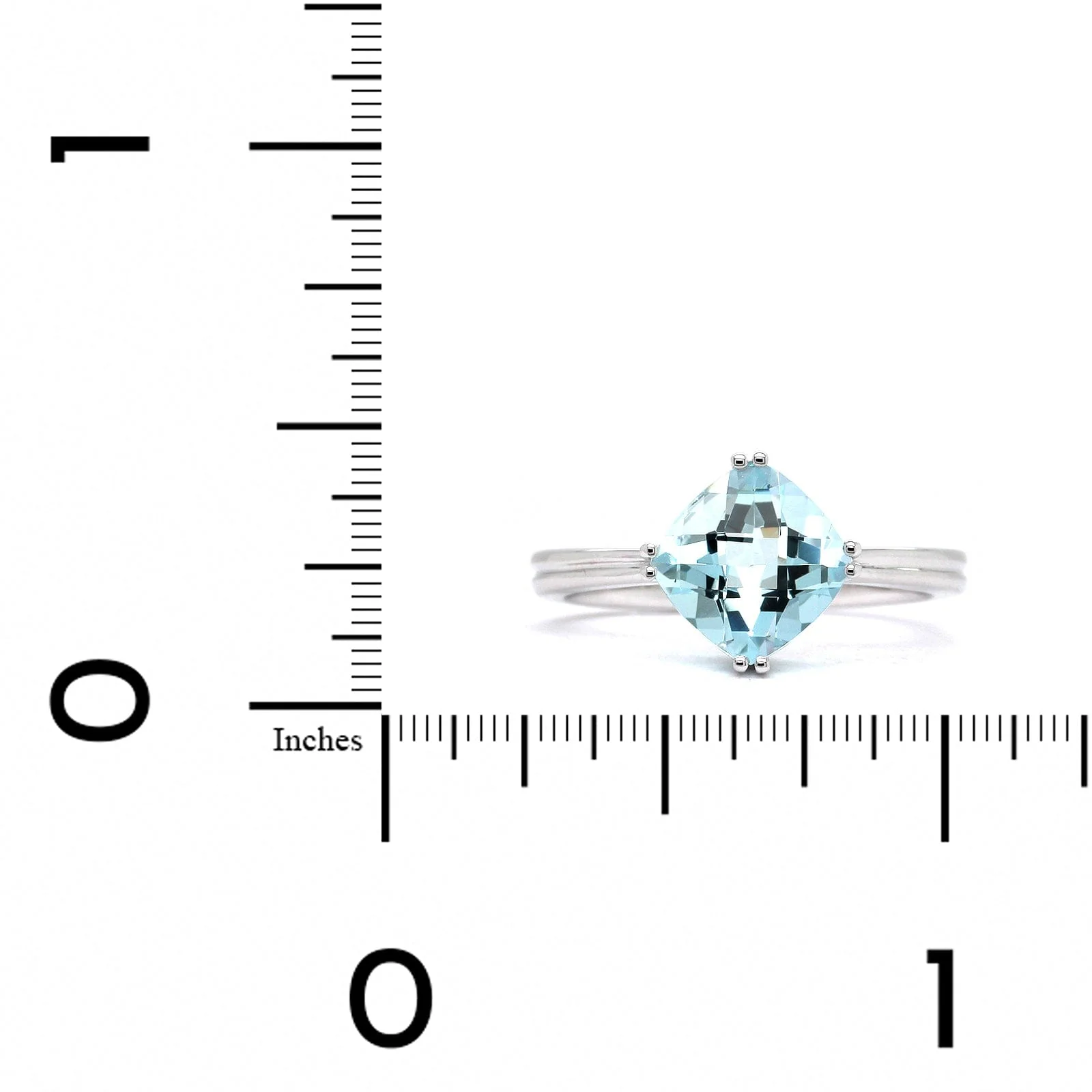 14K White Gold Cushion Aquamarine Ring - Image 3