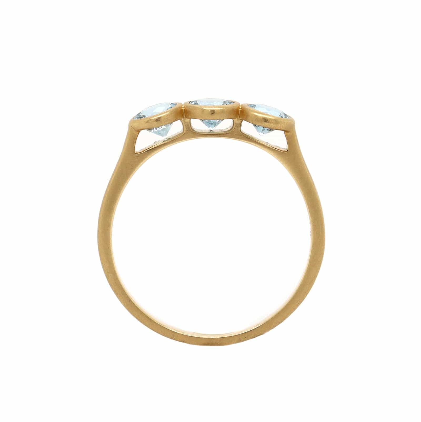 18K Yellow Gold Bezel Set Aquamarine Ring - Image 3