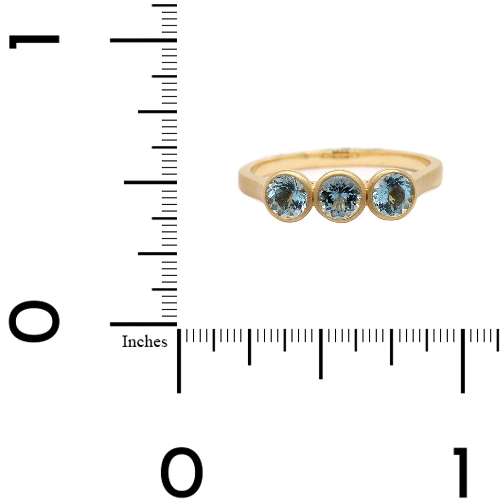 18K Yellow Gold Bezel Set Aquamarine Ring - Image 4