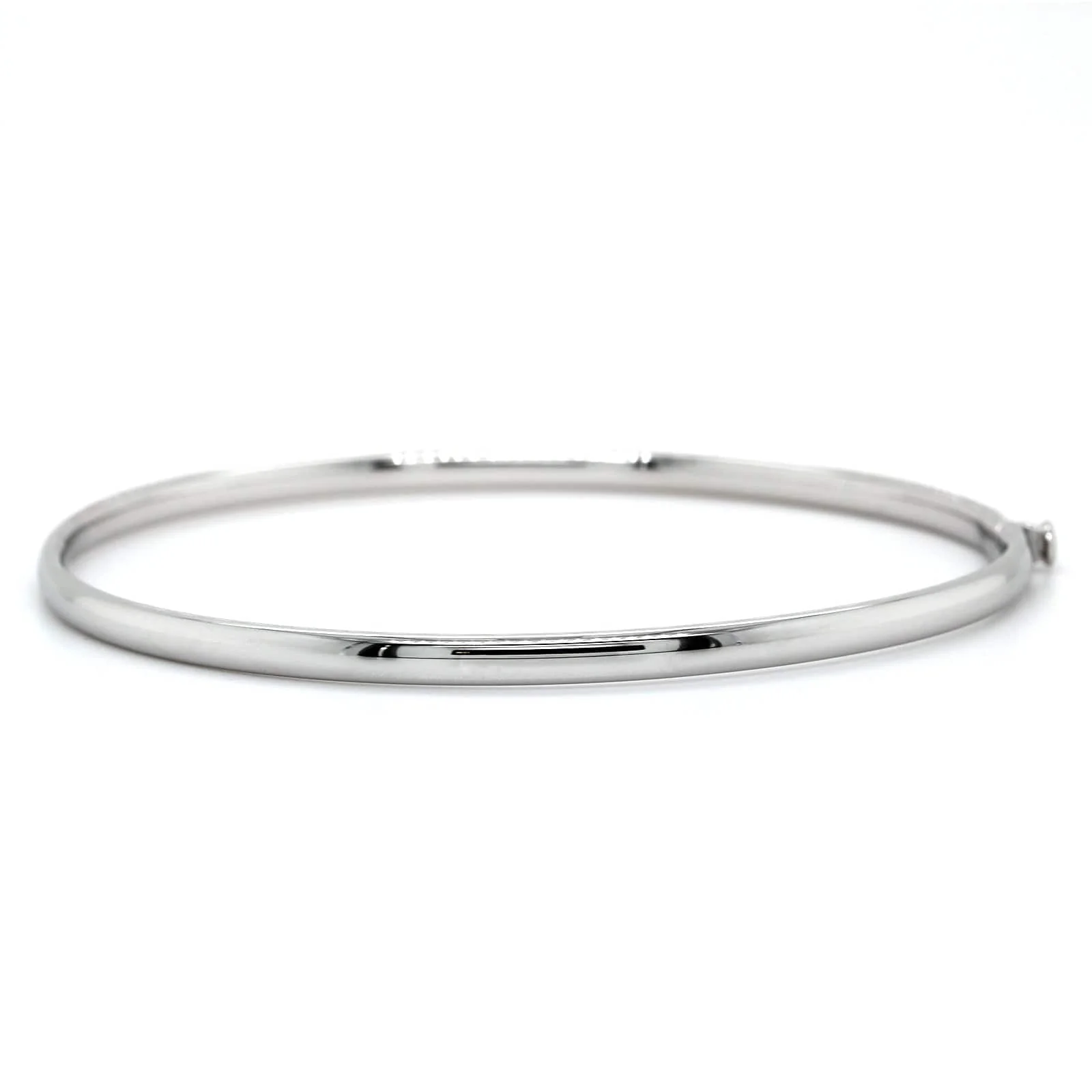 14K White Gold Oval Hinged Bangle