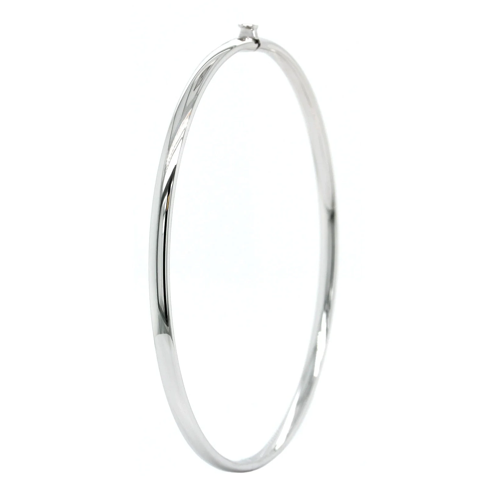 14K White Gold Oval Hinged Bangle - Image 2