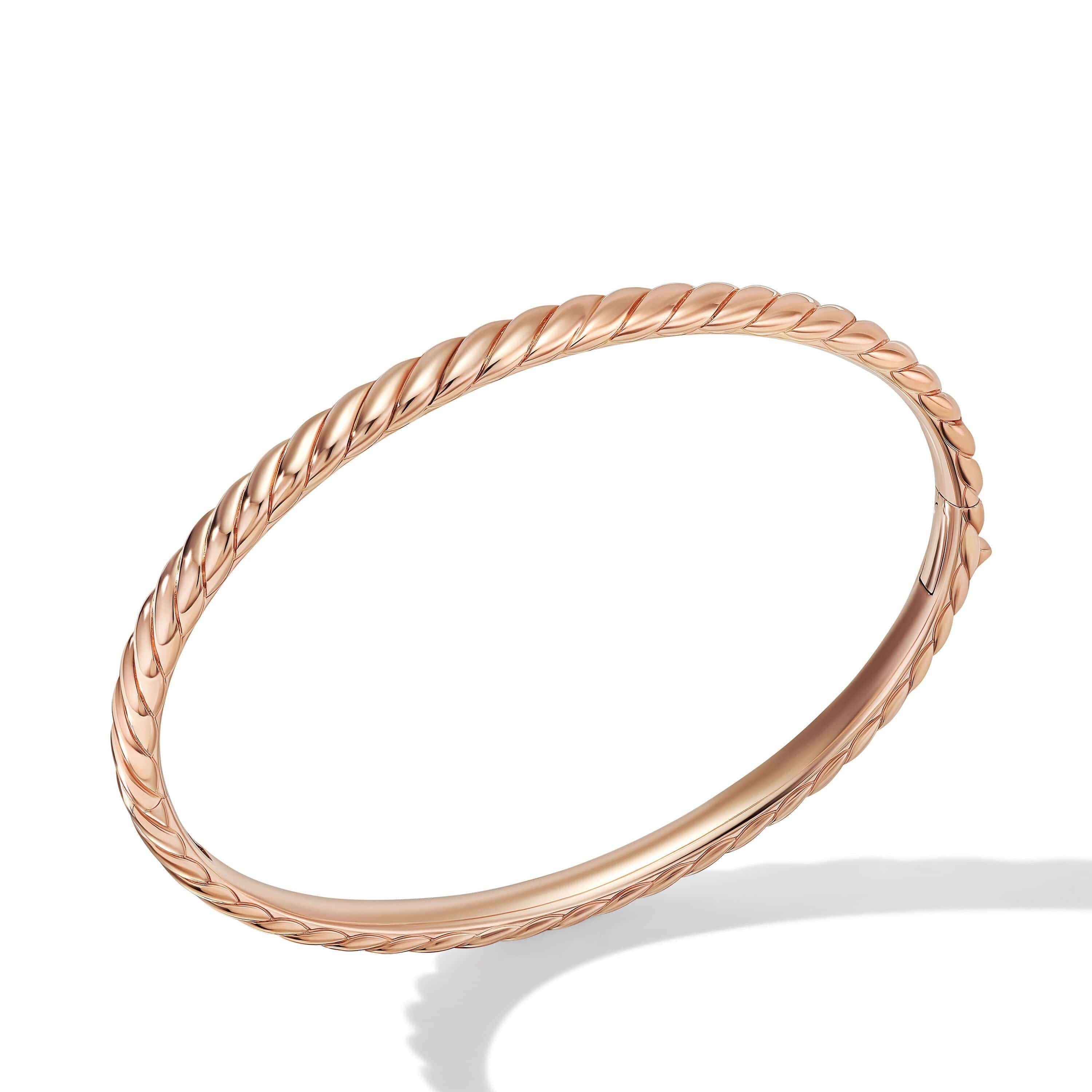 Sculpted Cable Bangle Bracelet in 18K Rose Gold, 4.6mm - Image 2