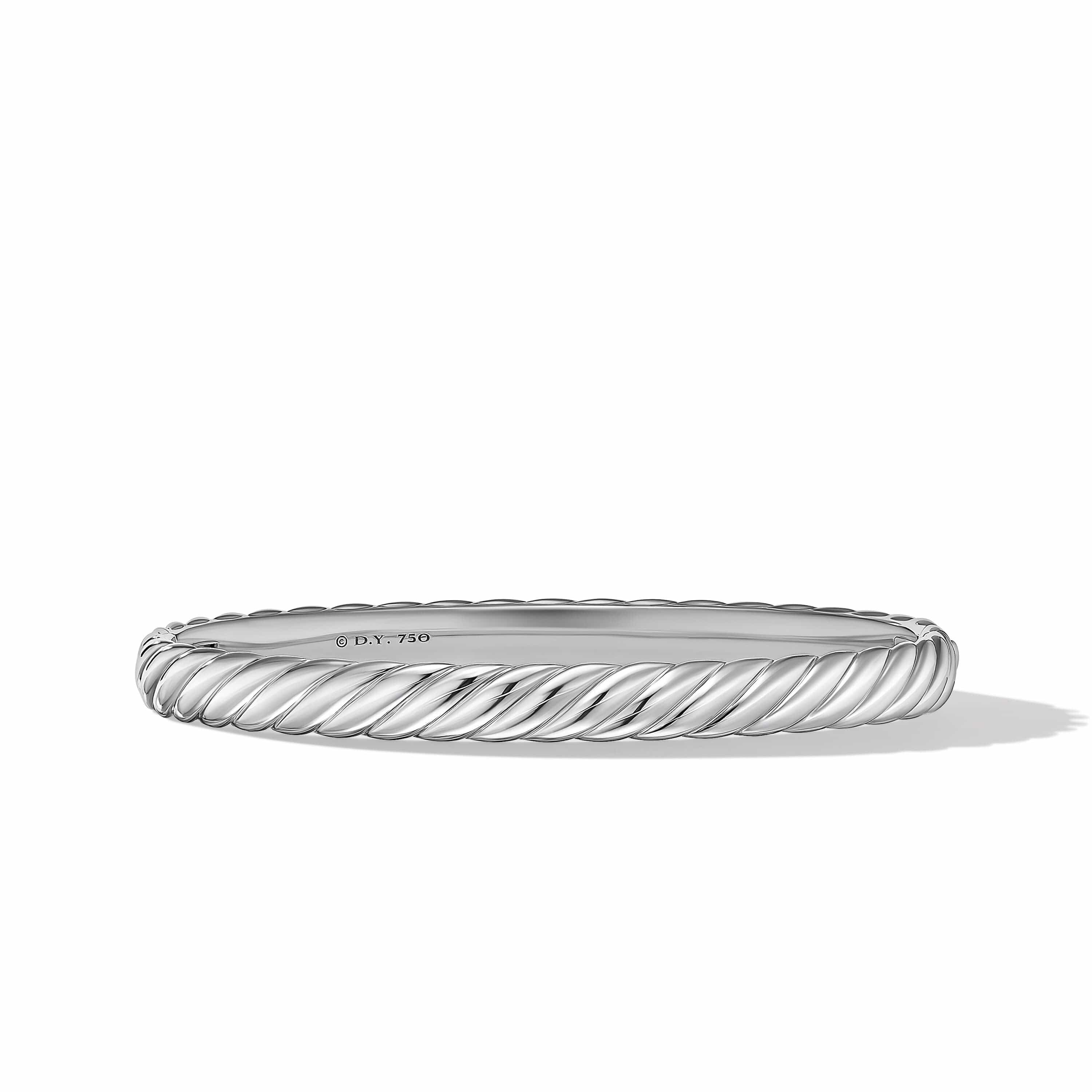 Sculpted Cable Bangle Bracelet in 18K White Gold, 6.2mm