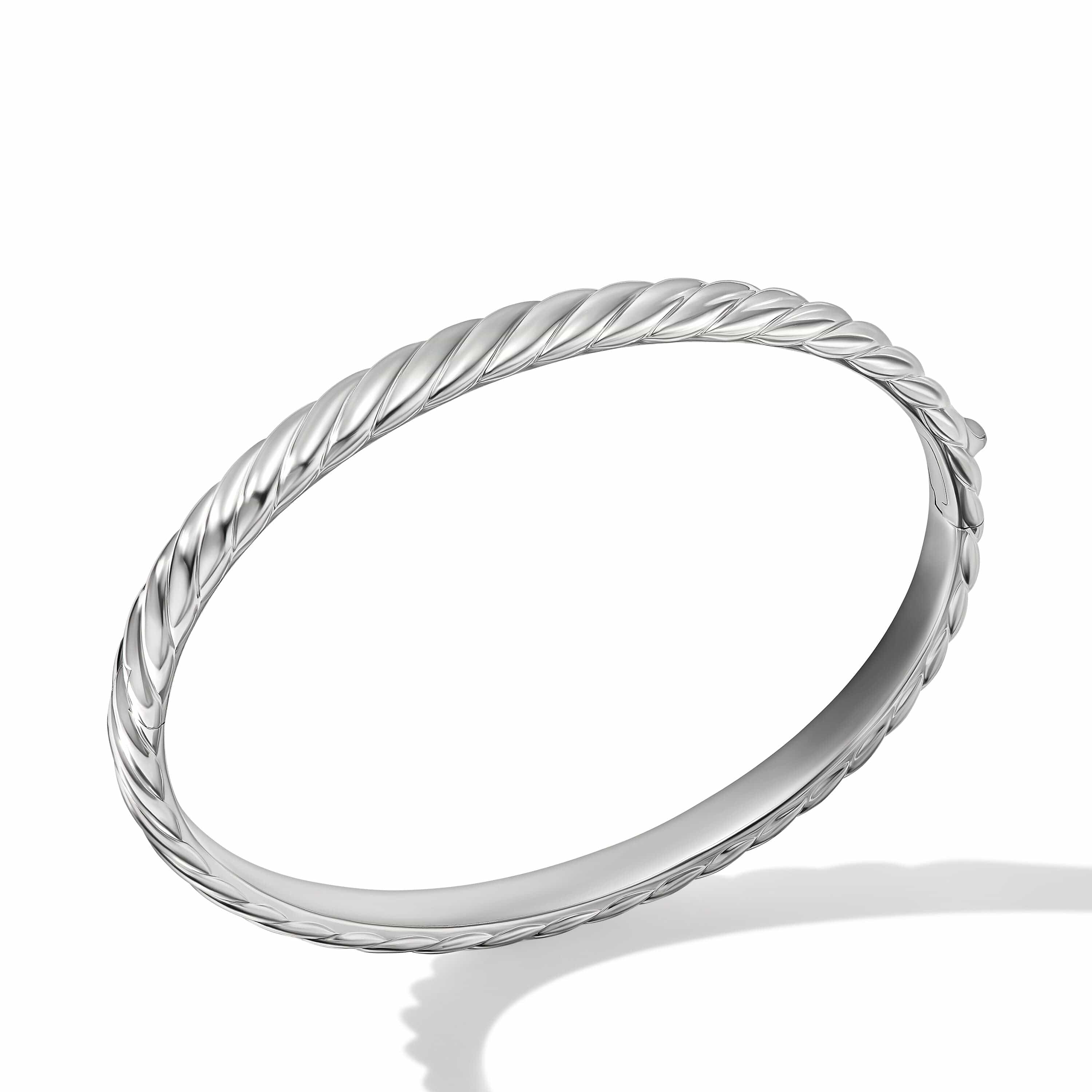 Sculpted Cable Bangle Bracelet in 18K White Gold, 6.2mm - Image 2