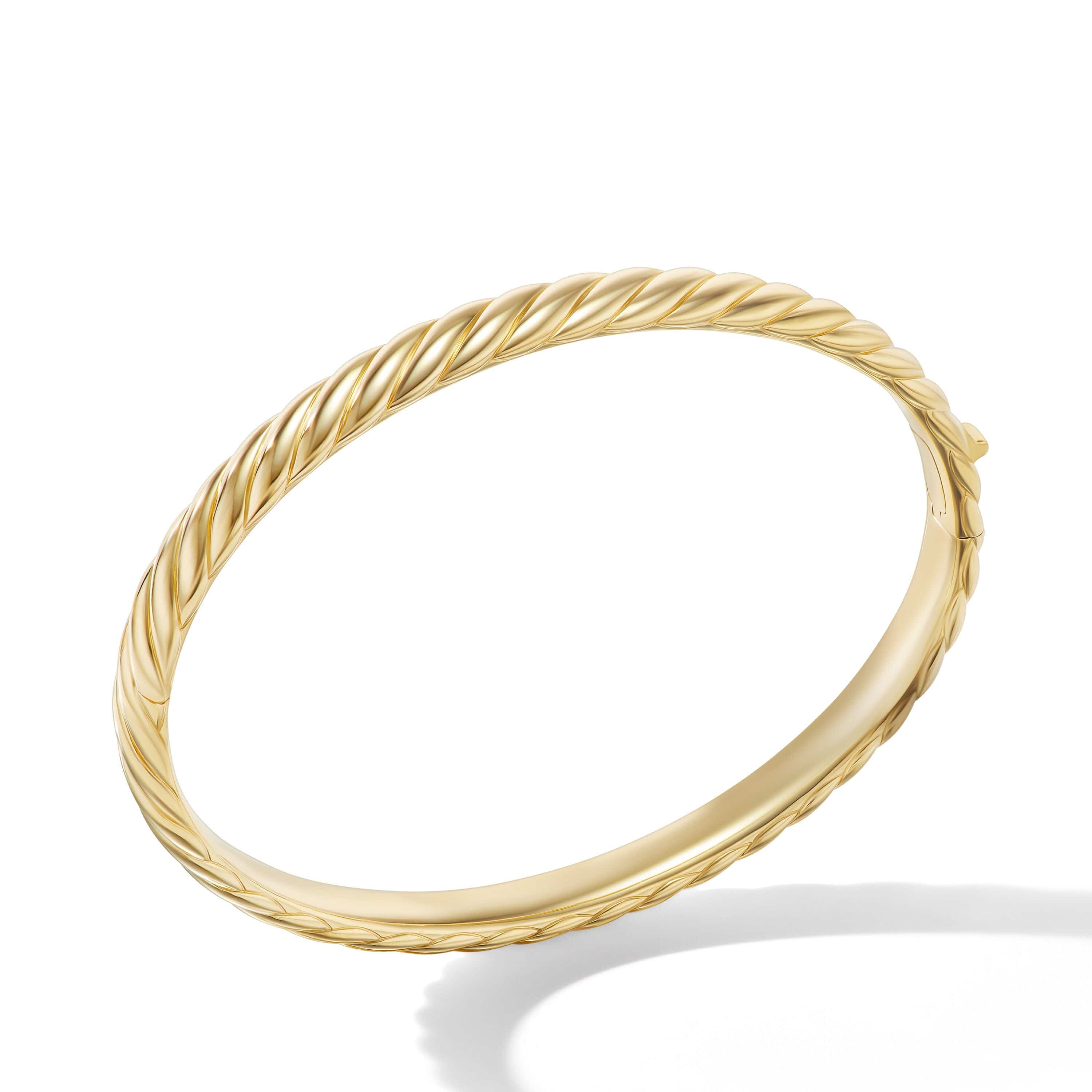 Sculpted Cable Bangle Bracelet in 18K Yellow Gold, 6.2mm - Image 2