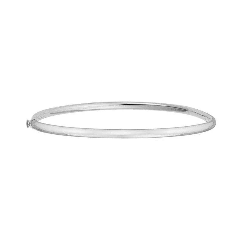 14K White Gold Oval Hinged Bangle