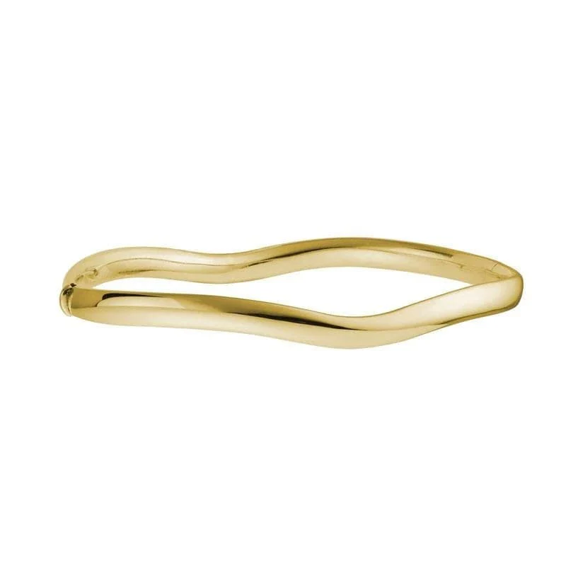 14K Yellow Gold Wave Hinged Bangle