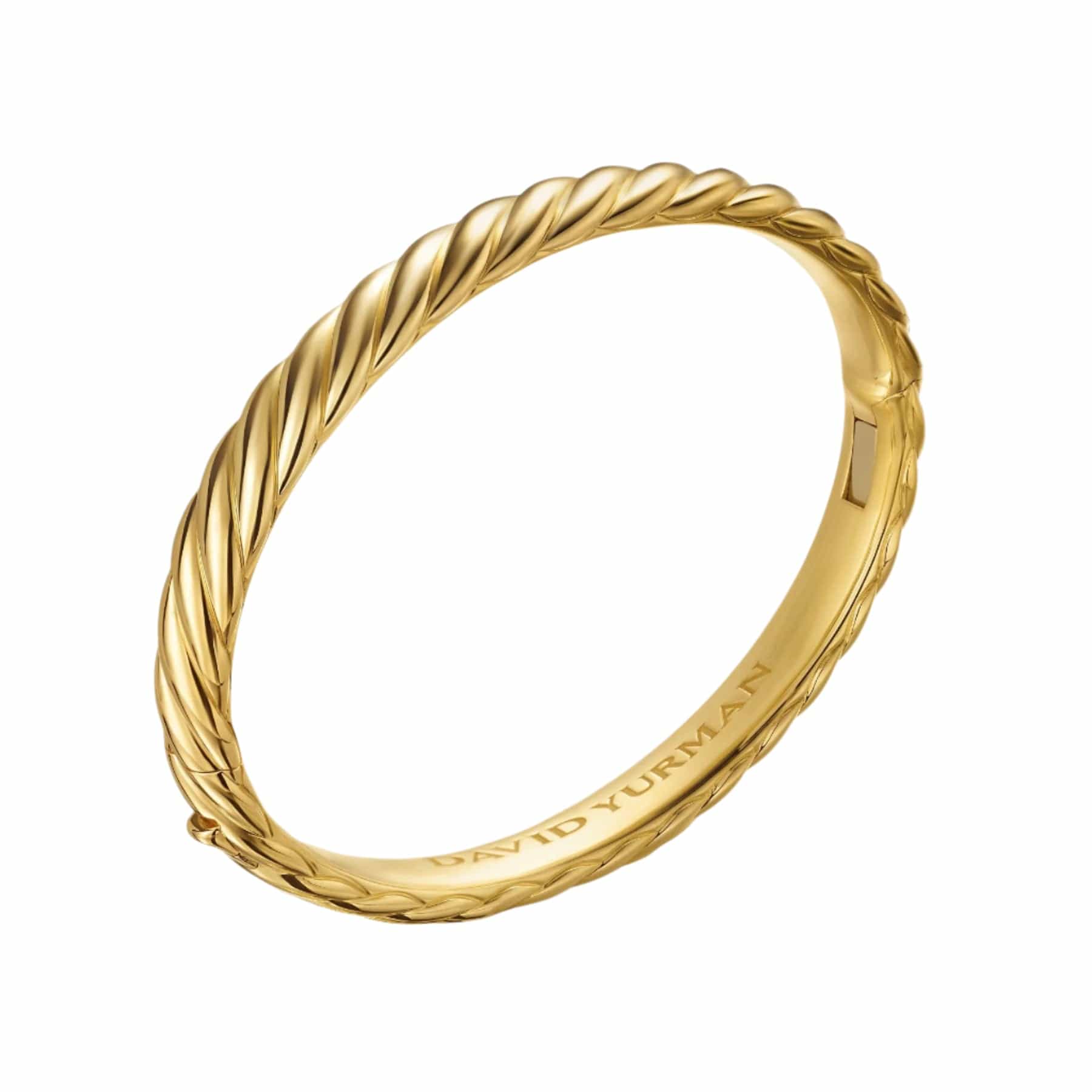 Sculpted Cable Bangle Bracelet 18K Yellow Gold, 8mm - Image 3