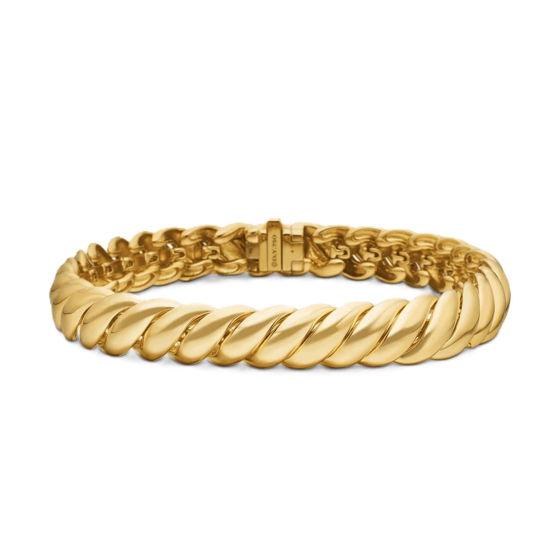Sculpted Cable Bracelet 18K Yellow Gold, 8.5mm - Image 3