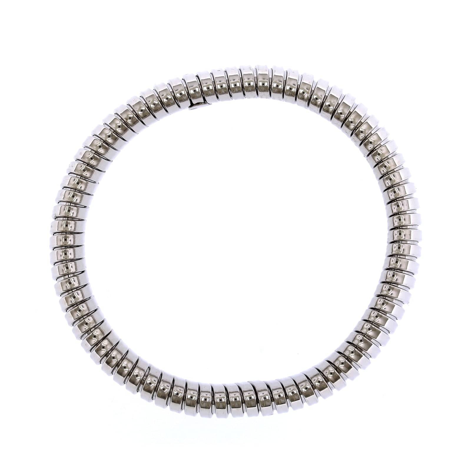 18K White Gold Tubogas Grooved Bracelet - Image 2