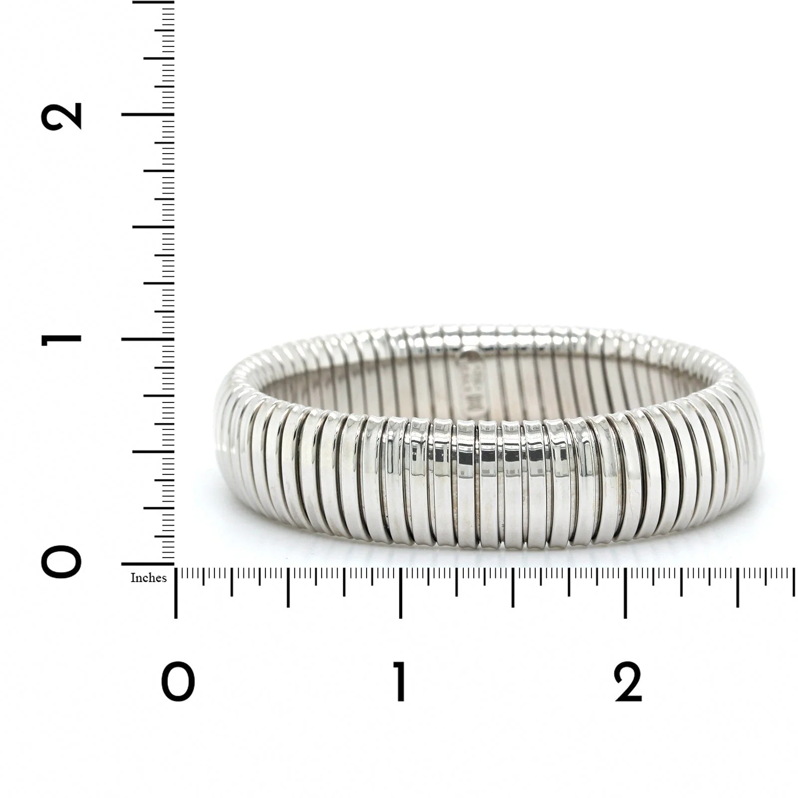 18K White Gold Tubogas Grooved Bracelet - Image 3