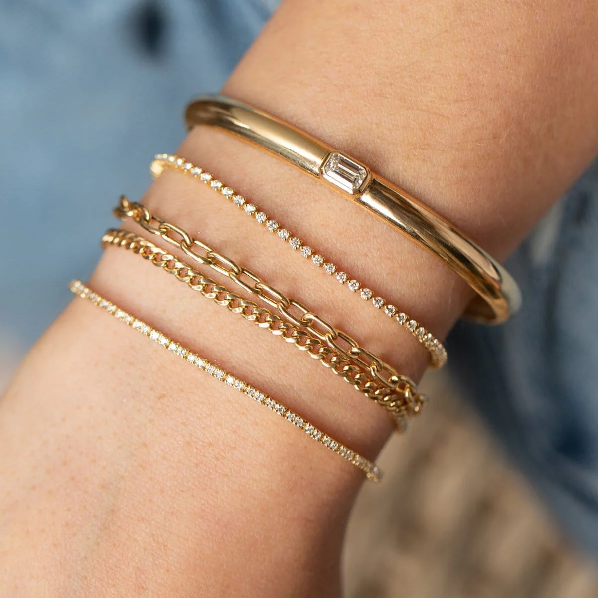 14K Yellow Gold Double Link Chain Bracelet - Image 2