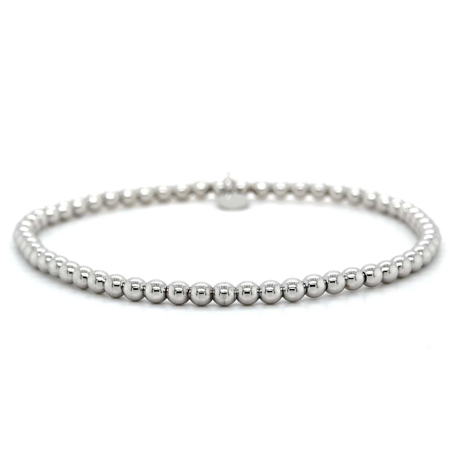 14K White Gold Stretch Bead Bracelet