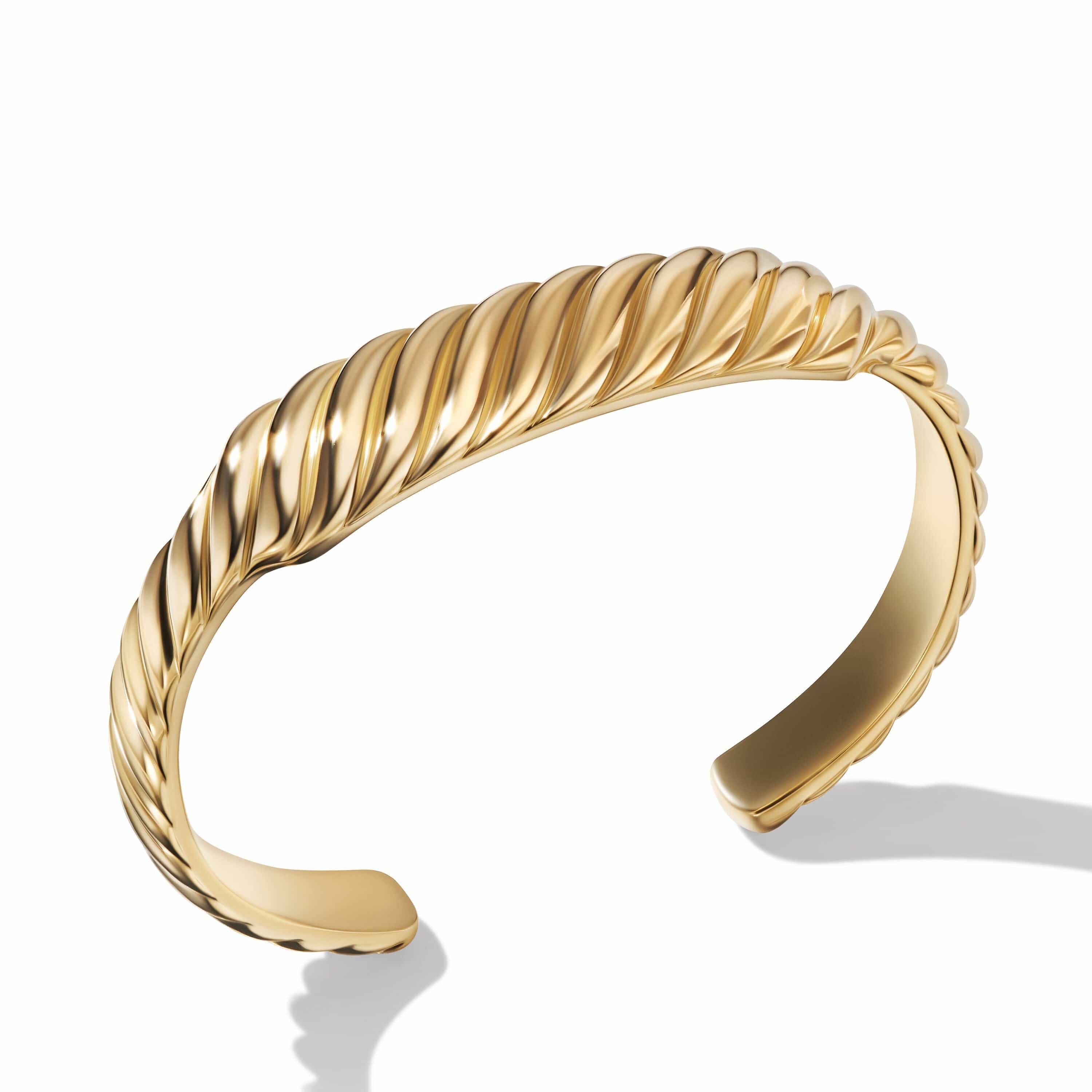 Sculpted Cable Contour Cuff Bracelet in 18K Yellow Gold - Image 2