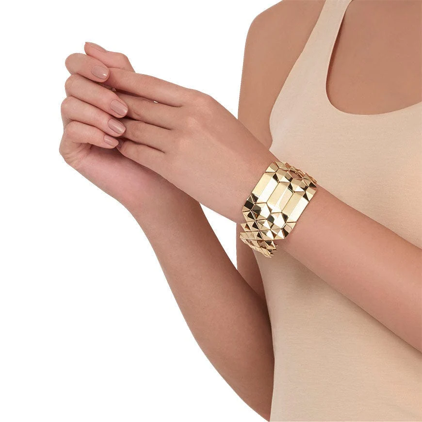 CADAR 18K Yellow Gold Geometric Link Python Bracelet - Image 5