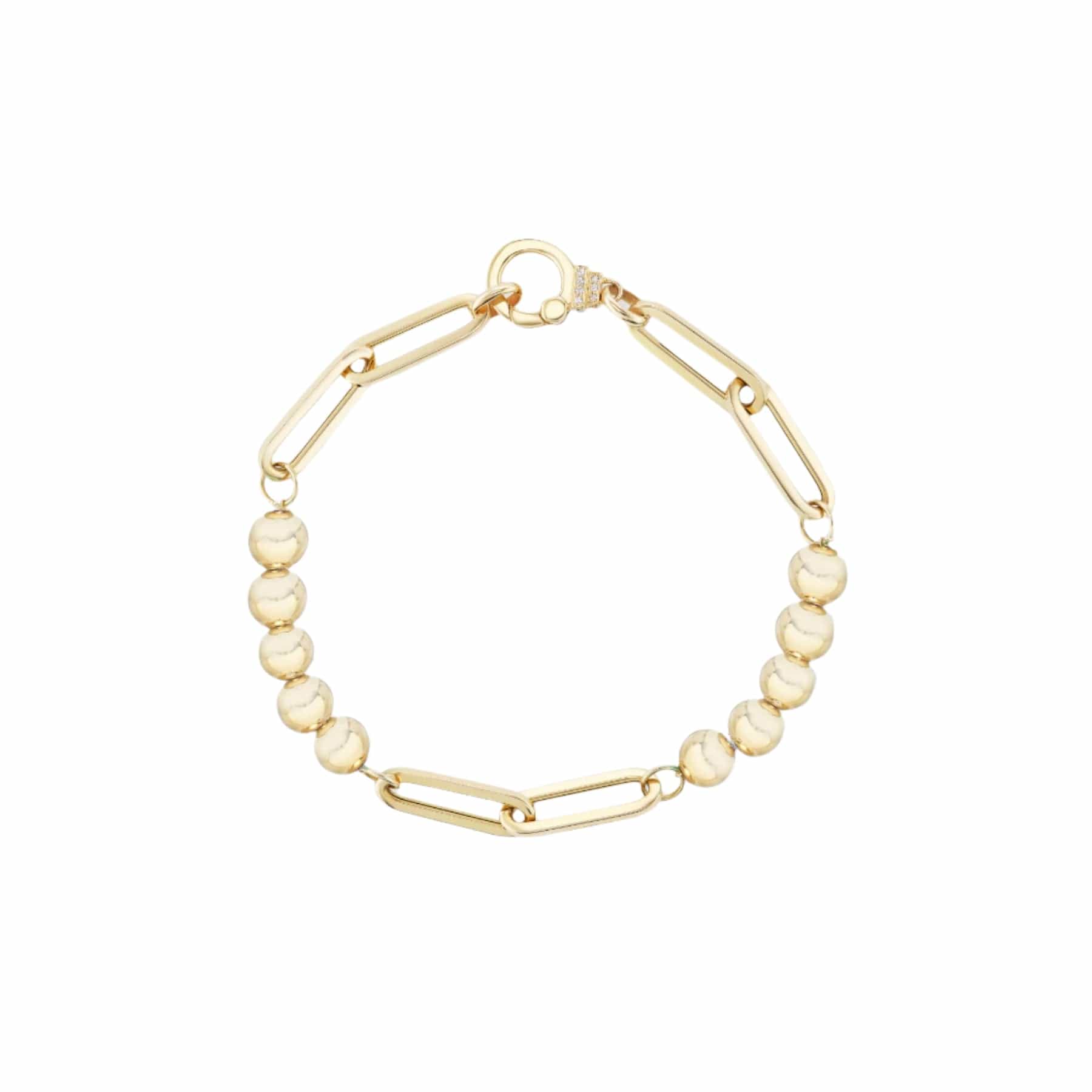Sorellina 18K Yellow Gold Diamond Beaded Paperclip Chain Bracelet