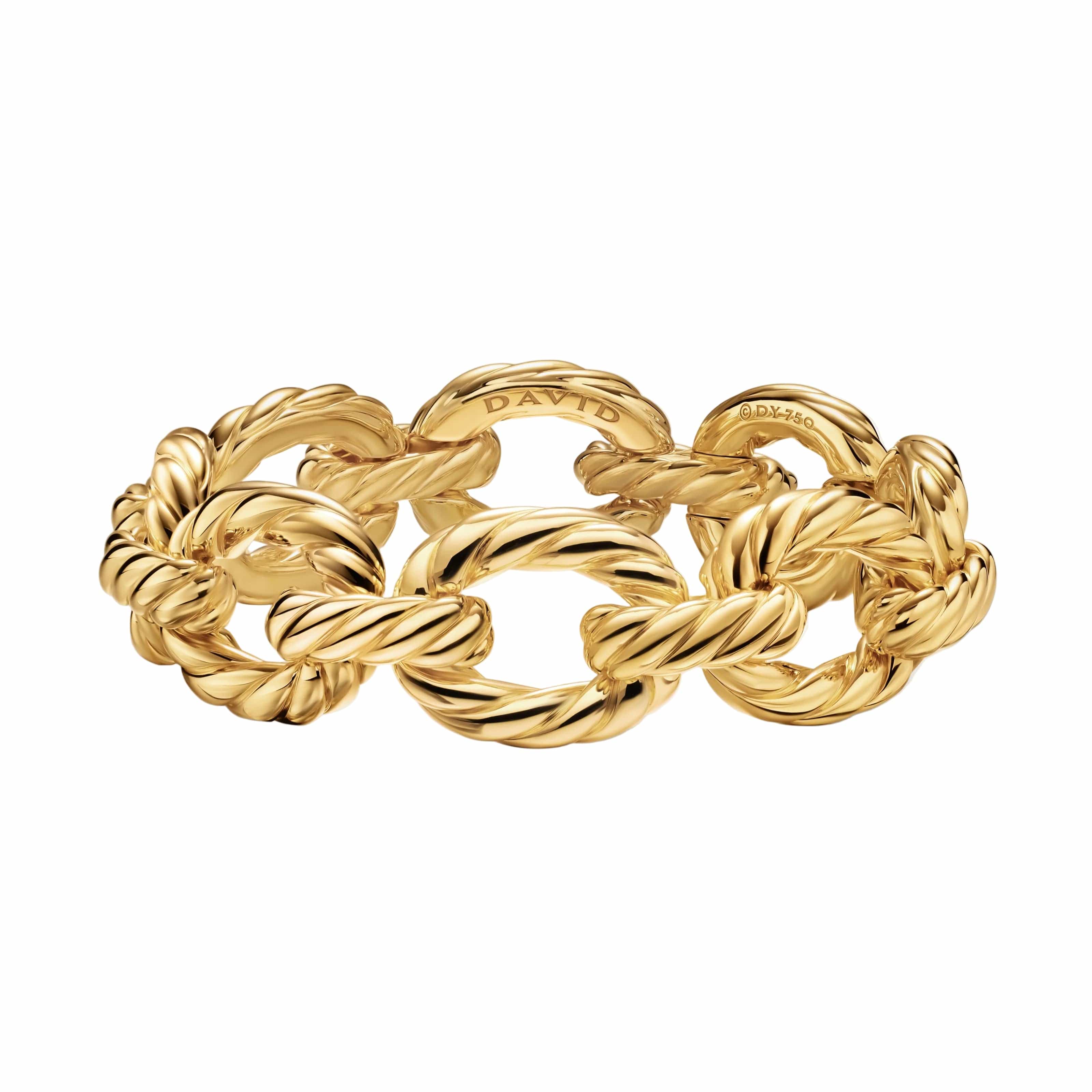 Sculpted Cable Oval Link Bracelet 18K Yellow Gold, 18mm