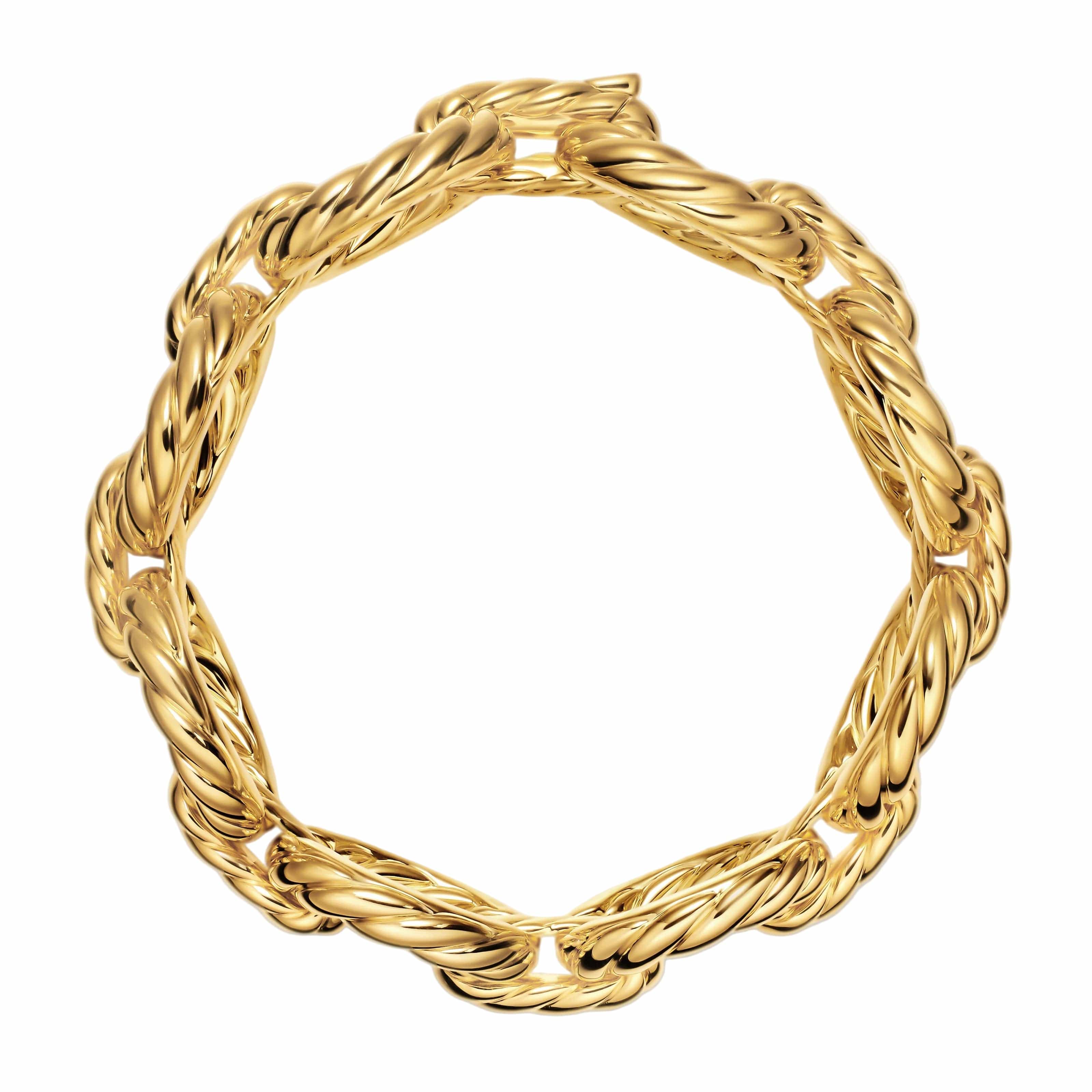 Sculpted Cable Oval Link Bracelet 18K Yellow Gold, 18mm - Image 2