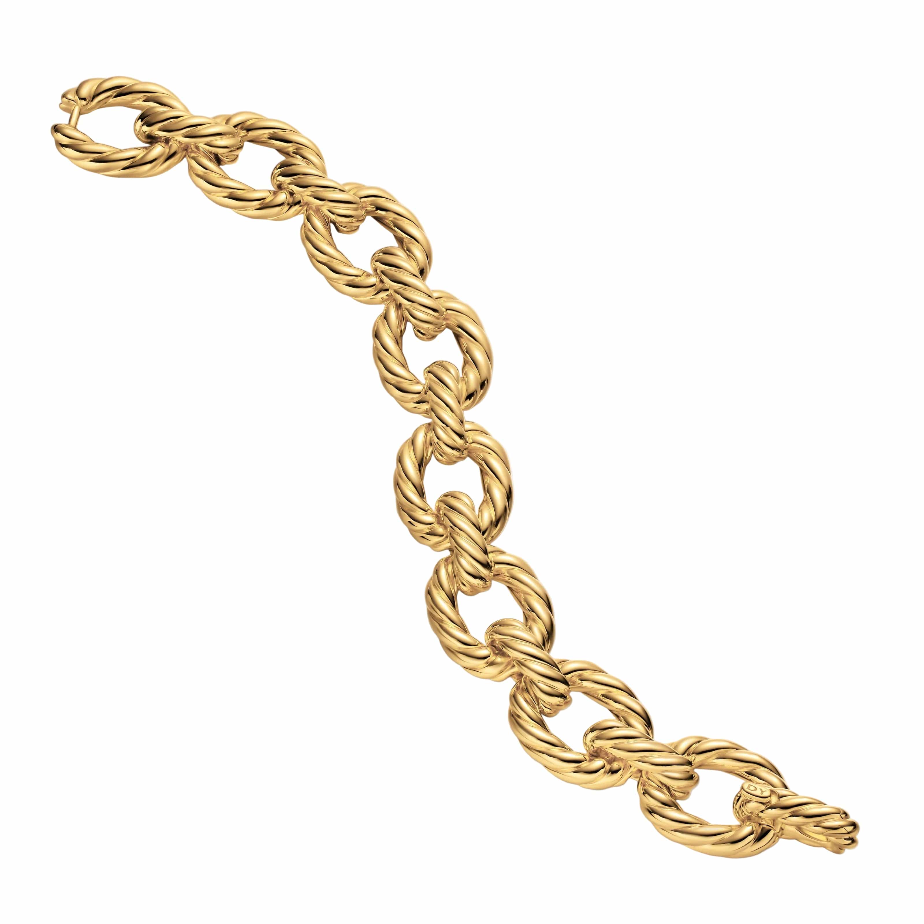 Sculpted Cable Oval Link Bracelet 18K Yellow Gold, 18mm - Image 4