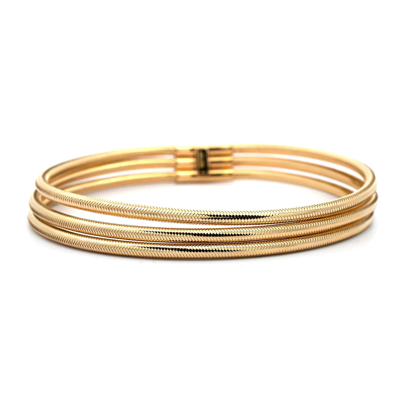 14K Yellow Gold 3 Row Stretch Bracelet