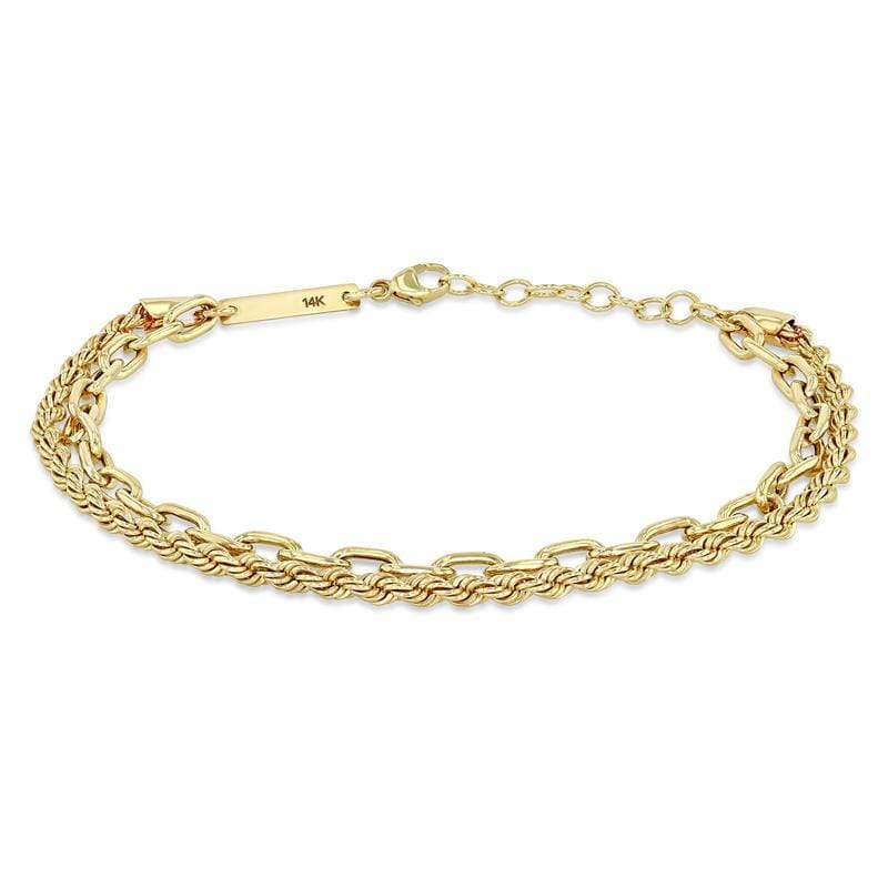 Zoe Chicco 14K Yellow Gold Rope and Link Chain Bracelet