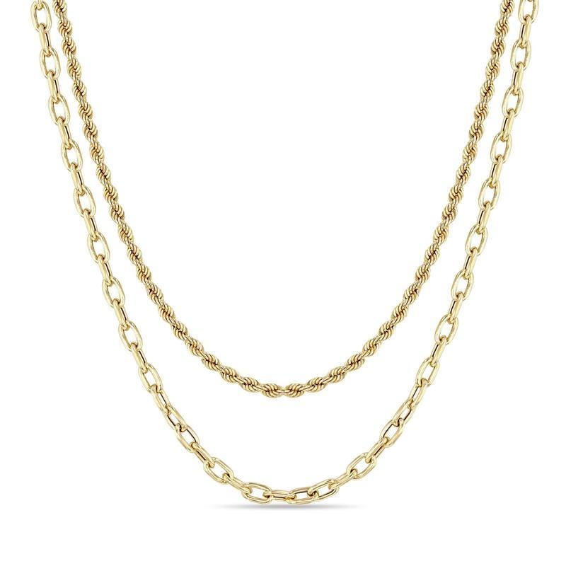 14K Yellow Gold Rope and Link Chain Necklace