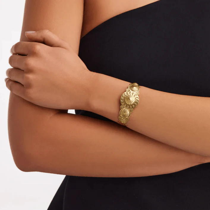 Christina Alexiou 18K Yellow Gold Native Collection Swirl Cuff Bracelet - Image 2