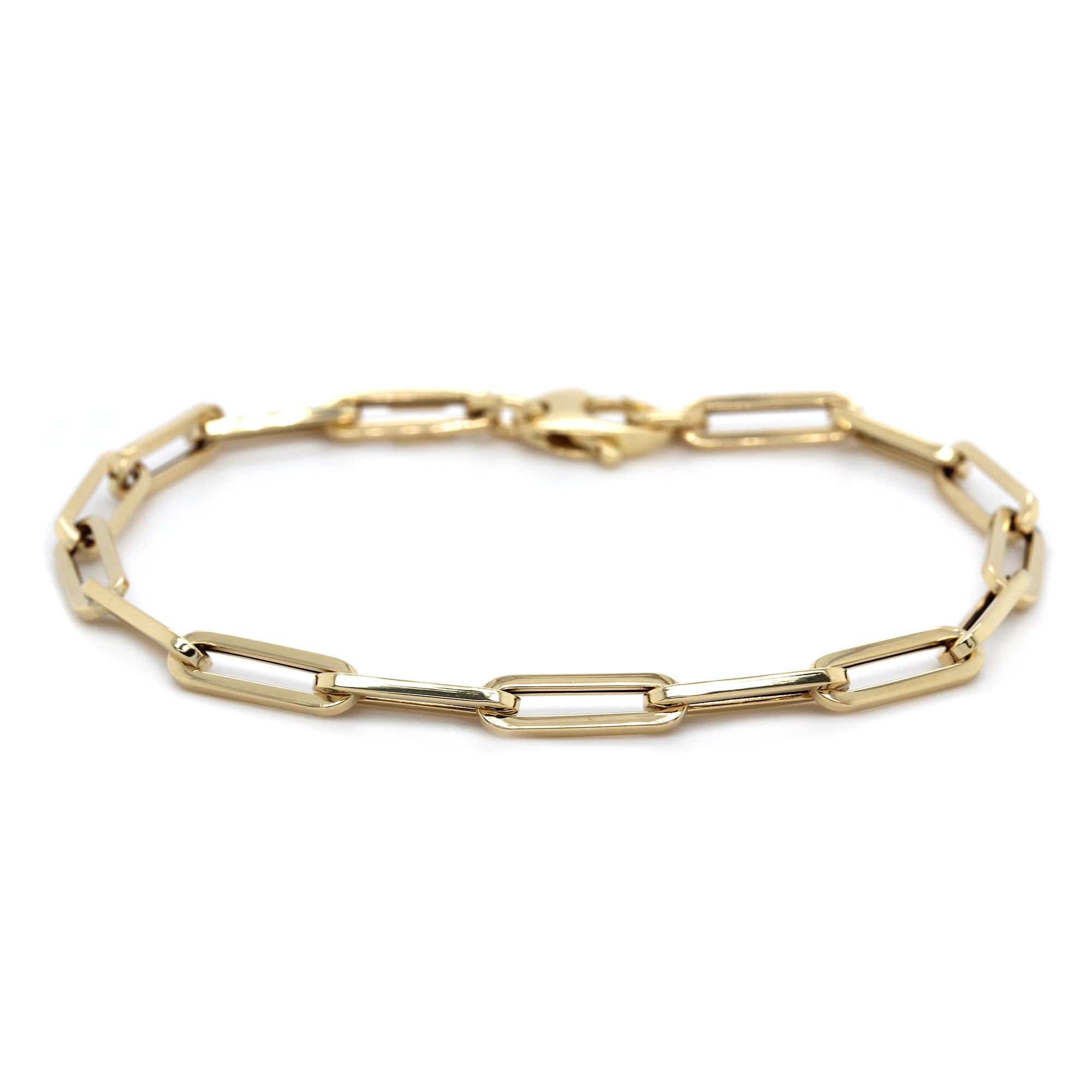 14K Yellow Gold Paperclip Chain Bracelet
