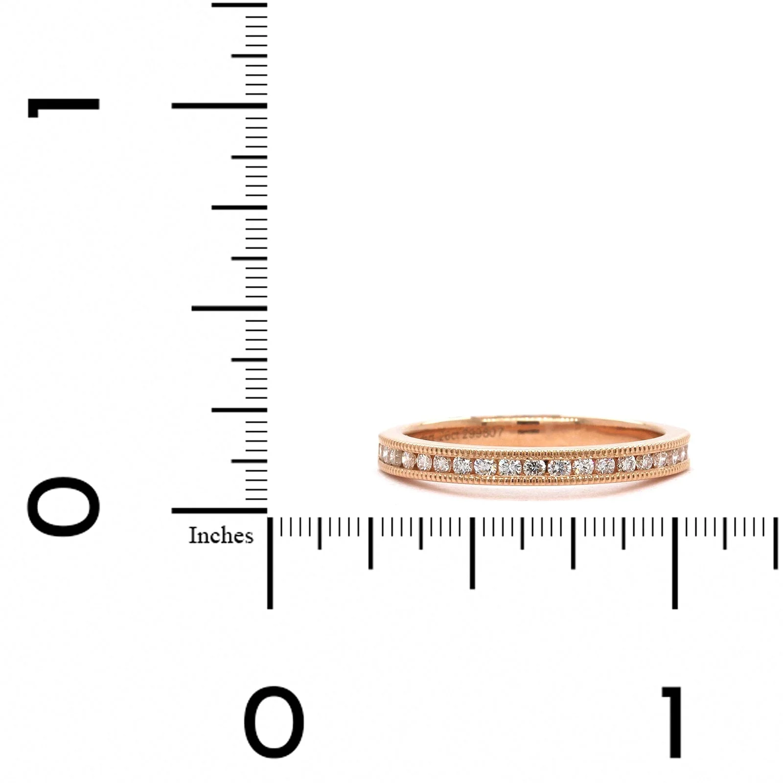 18K Rose Gold Channel Set Diamond Milgrain Band - Image 3