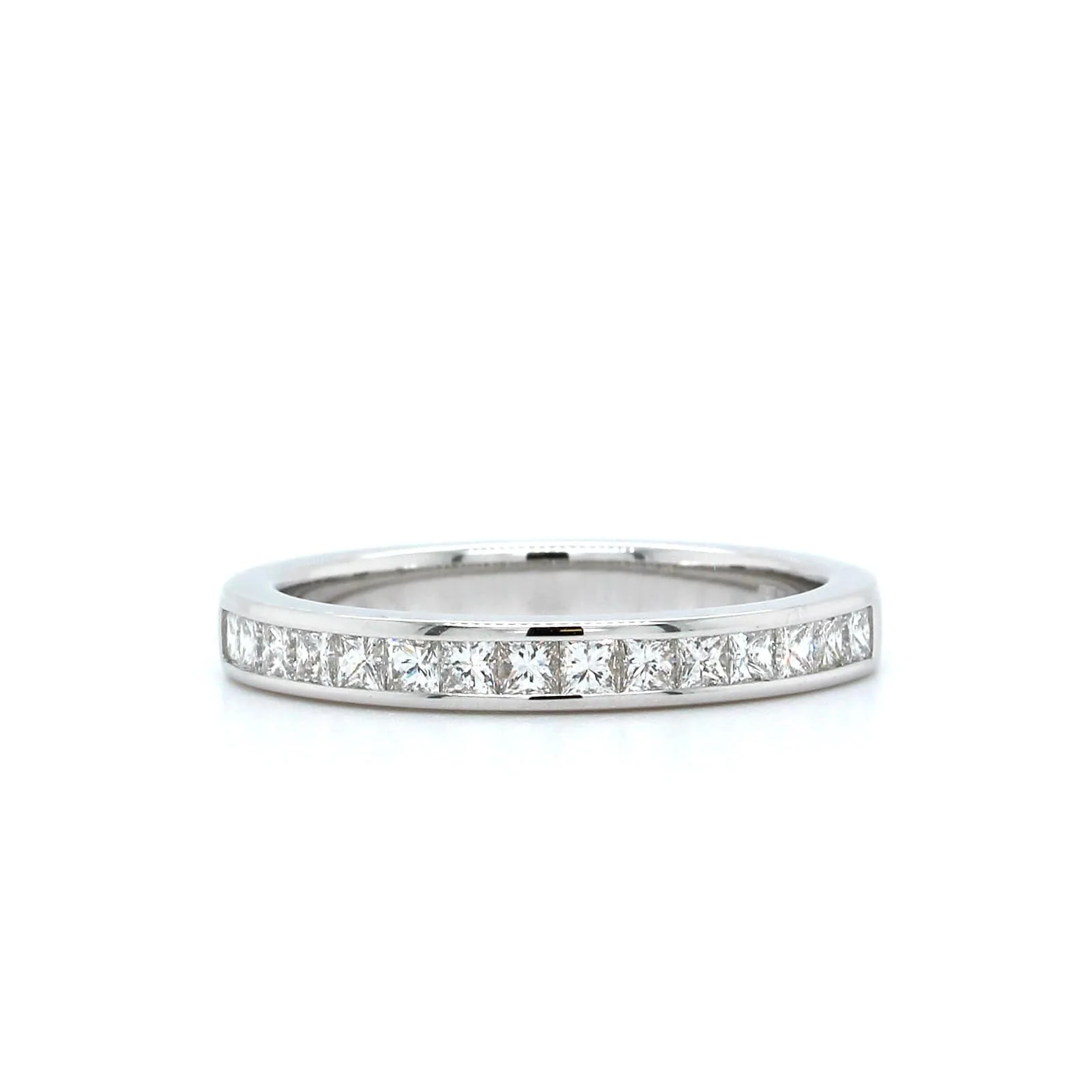 18K White Gold Princess Cut Channel Set Diamond Band