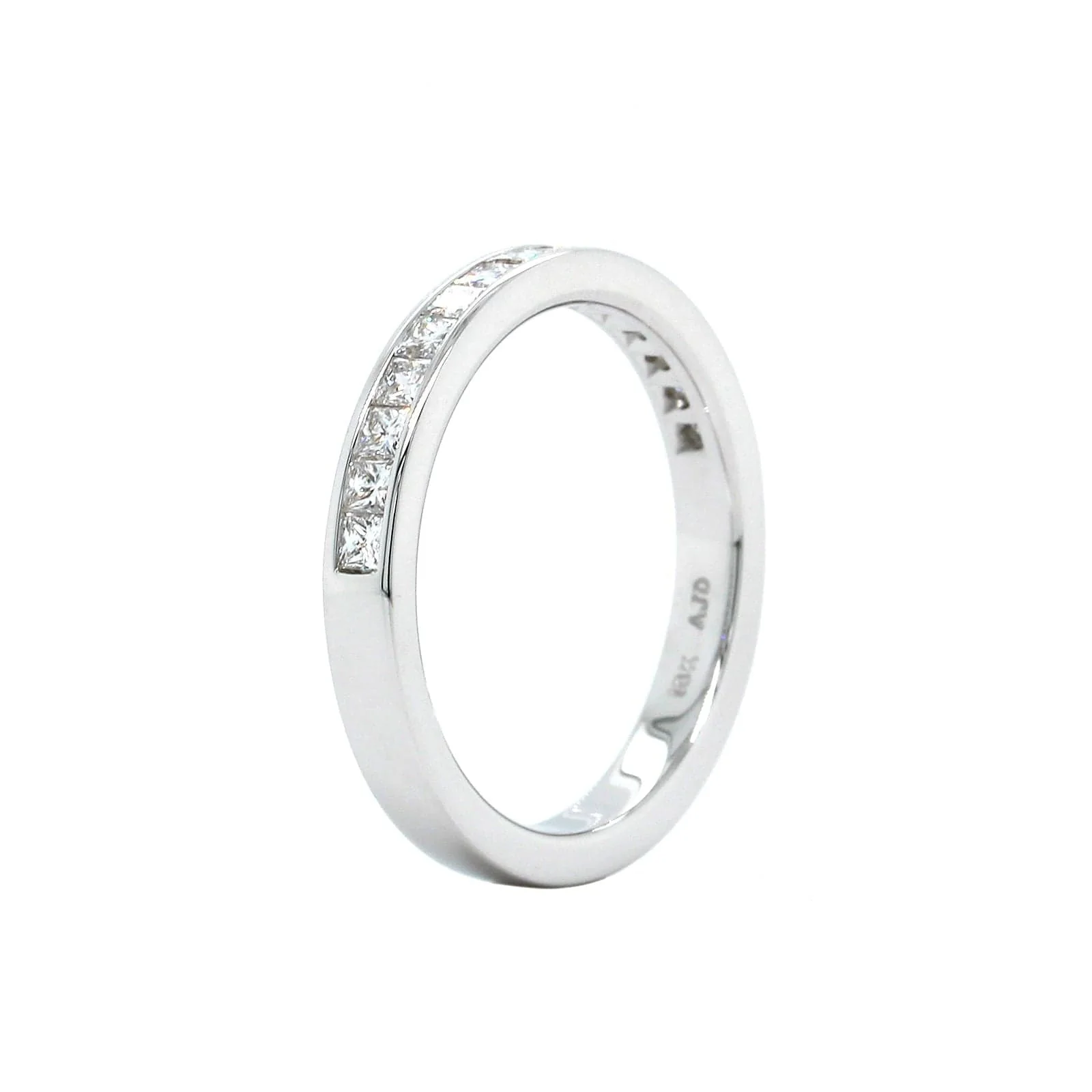 18K White Gold Princess Cut Channel Set Diamond Band - Image 2