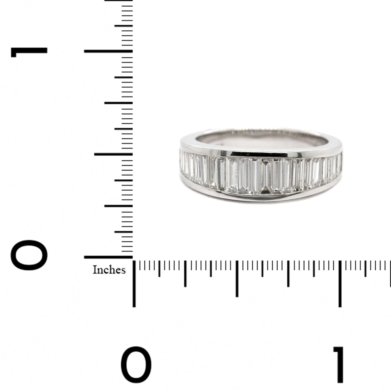 18K White Gold Channel Set Graduated Baguette Diamond Eternity Band - Image 4