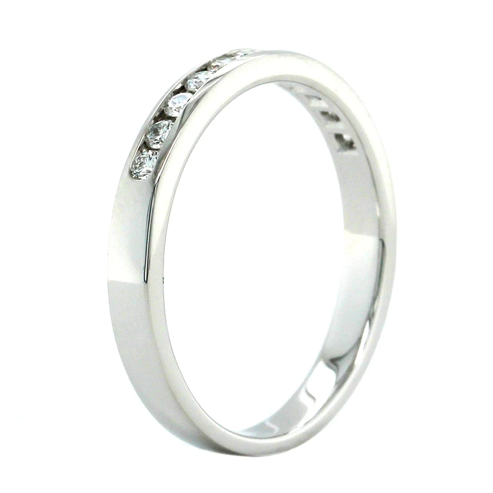 18K White Gold 11 Stone Channel Set Diamond Band - Image 2