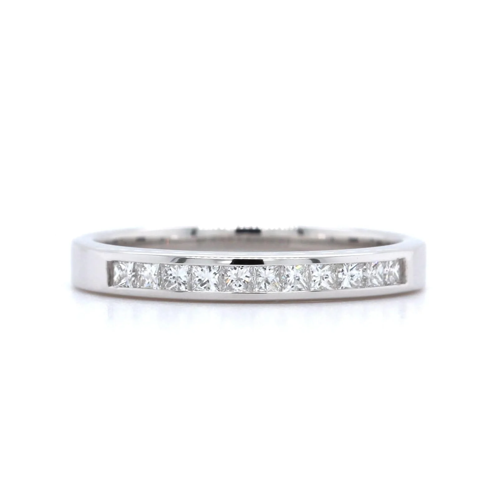 18K White Gold Channel Set Princess Cut Diamond Band - Image 4