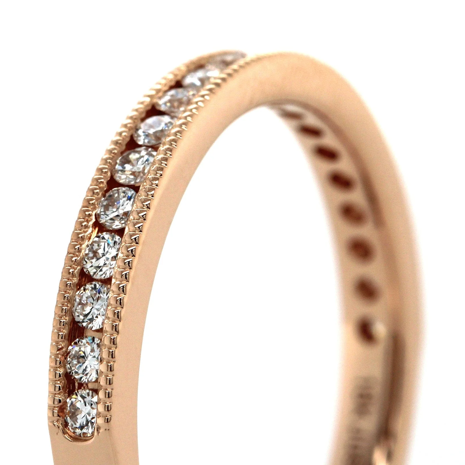 18K Rose Gold Channel Set Milgrain Diamond Band - Image 4