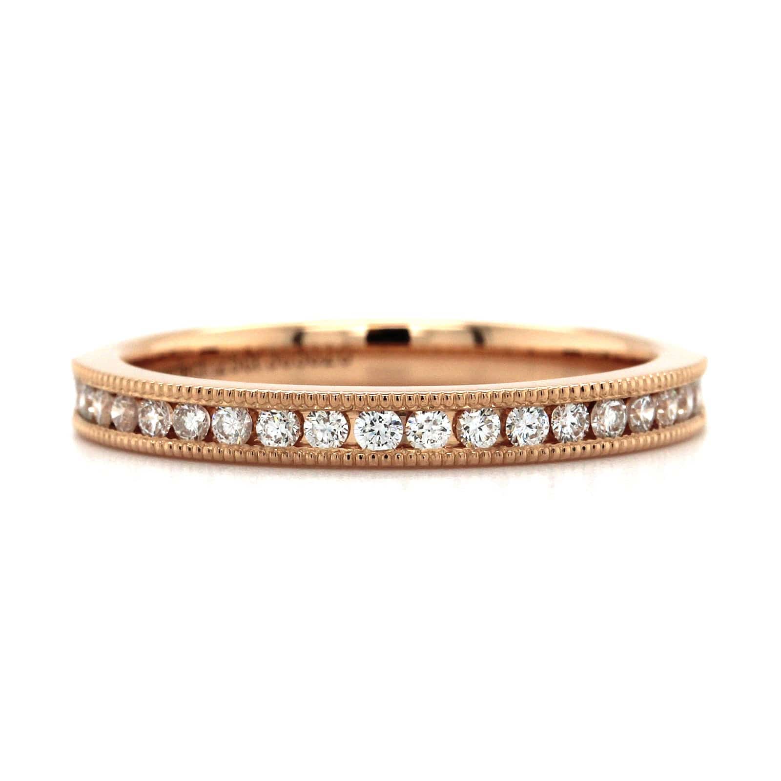 18K Rose Gold Channel Set Milgrain Diamond Band - Image 5