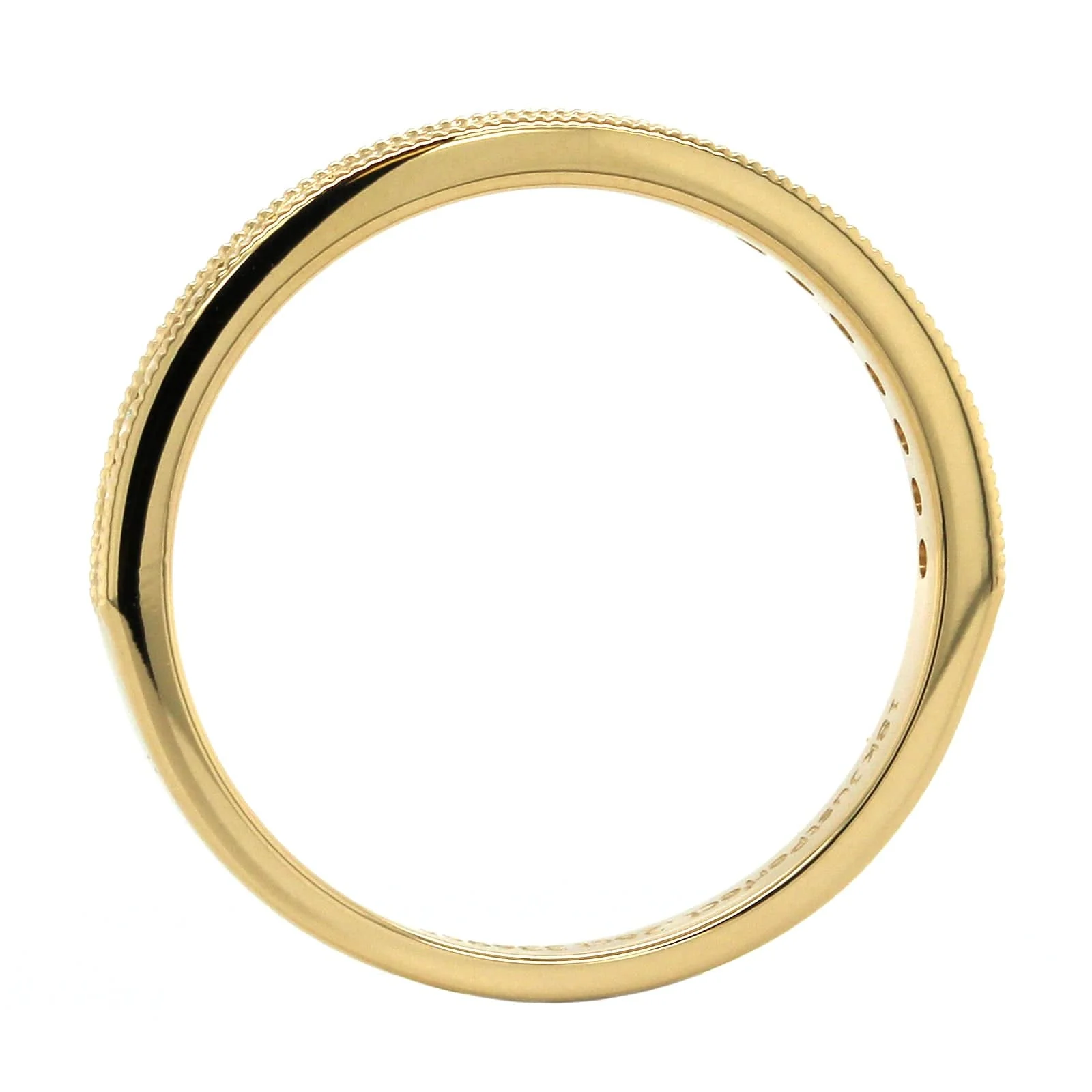 18K Yellow Gold Channel Set Milgrain Diamond Band - Image 3