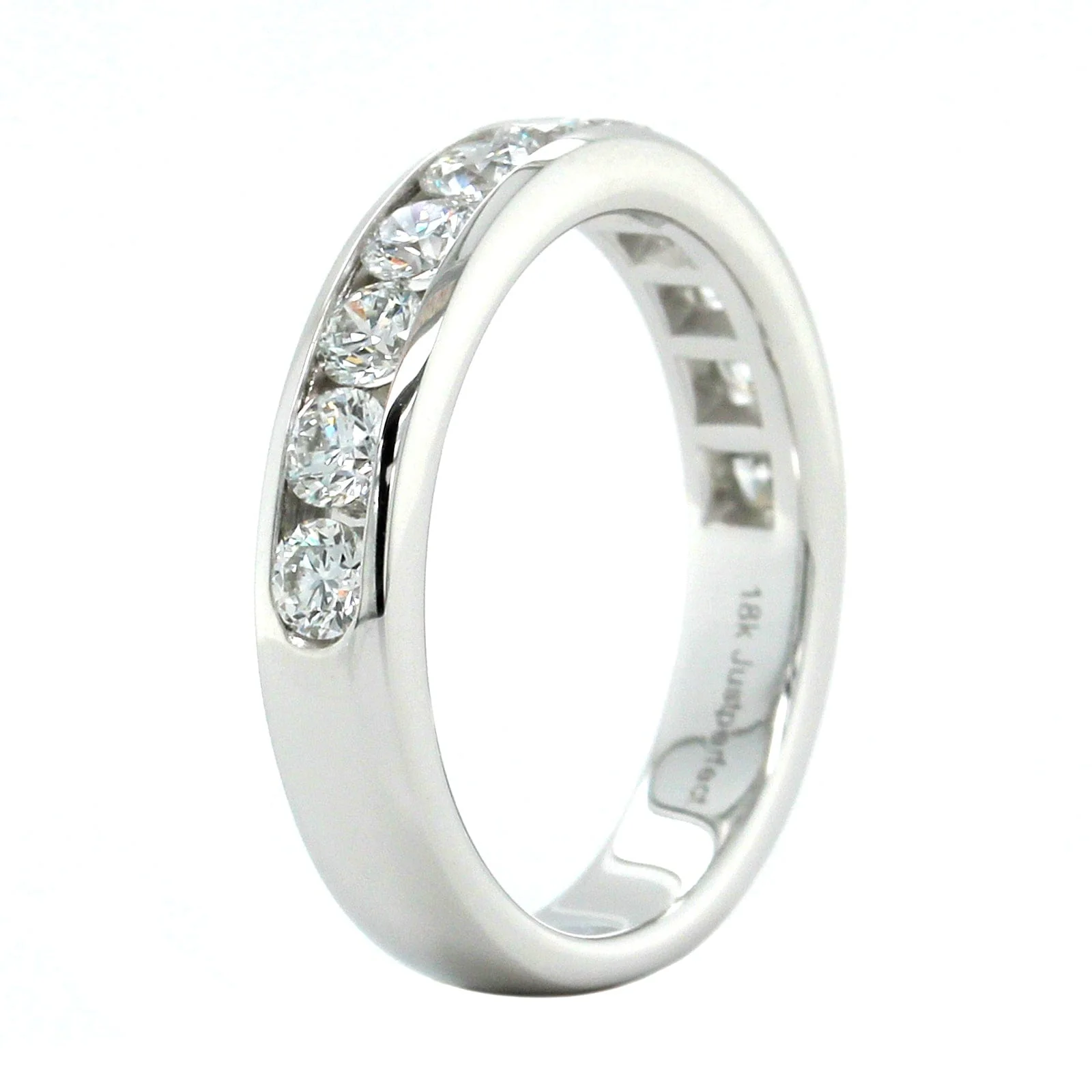 18K White Gold Channel Set 11 Stone Diamond Band - Image 2