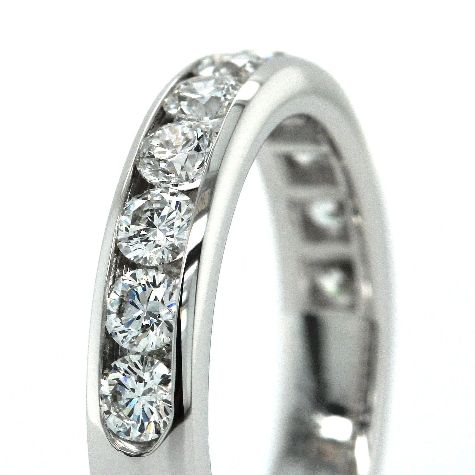 18K White Gold Channel Set 11 Stone Diamond Band - Image 4