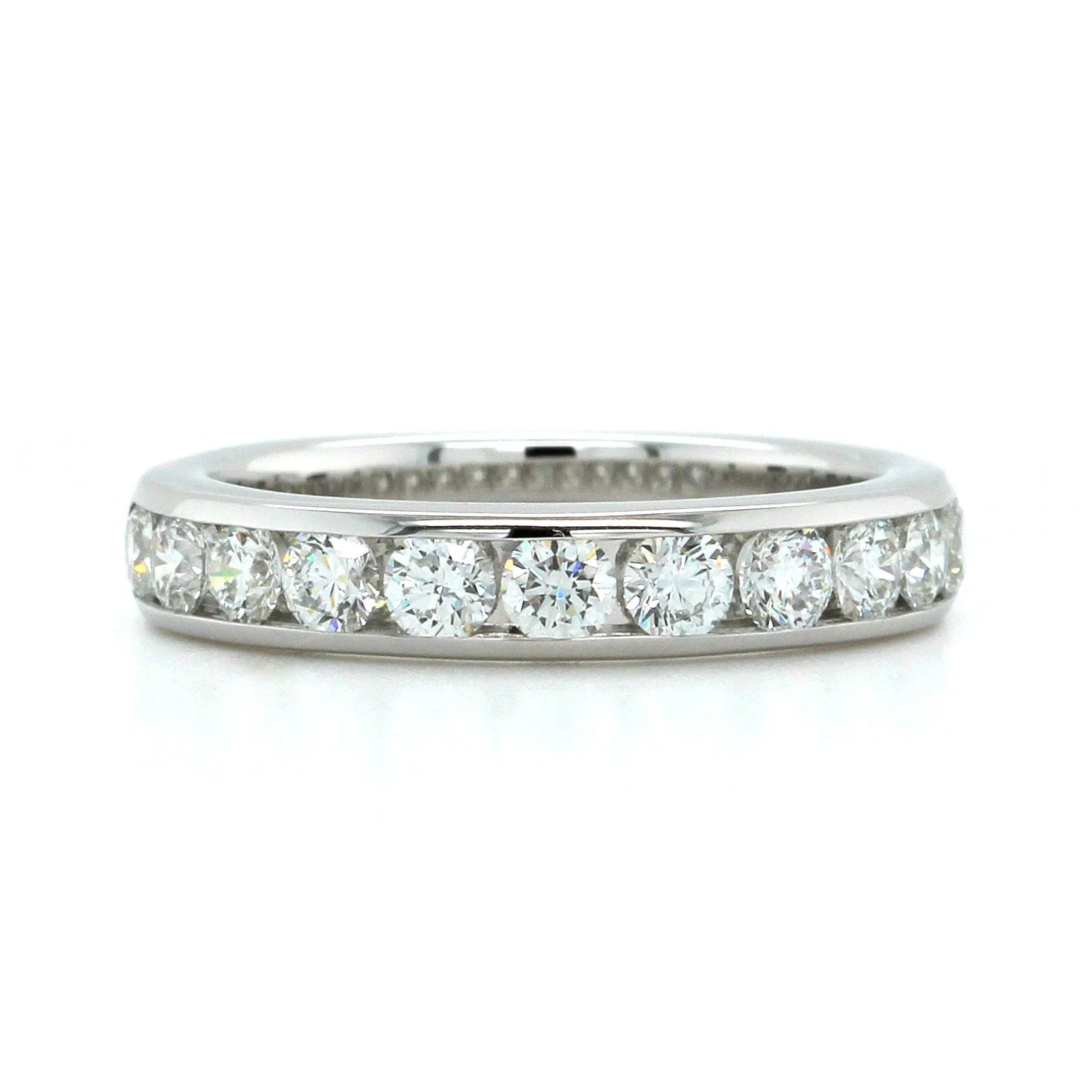 18K White Gold Channel Set 11 Stone Diamond Band - Image 5